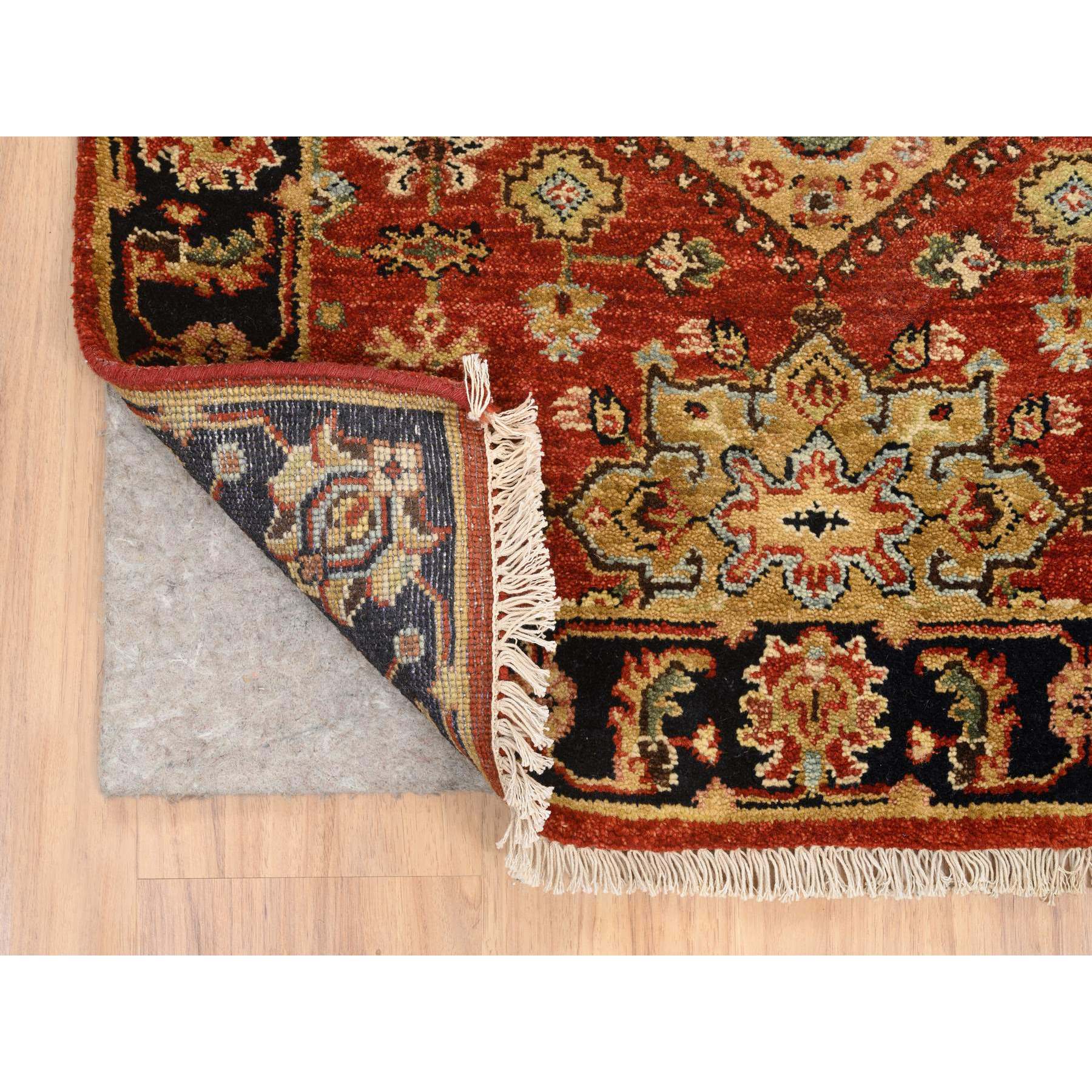 2'9"x22' Red and Black, Karajeh Design with Tribal Medallions, Organic Wool Hand Woven, XL Runner Oriental Rug 