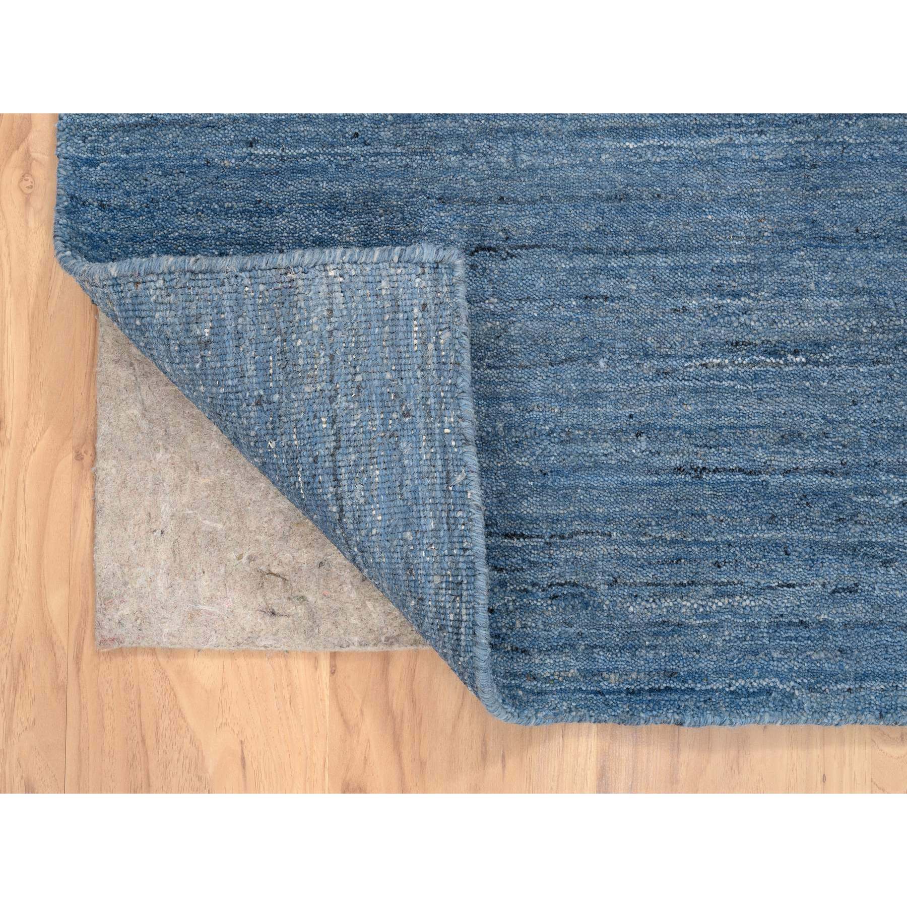 2'6"x6' Denim Blue, Modern Design, Tone on Tone, All Wool Hand Loomed, Runner Oriental Rug 