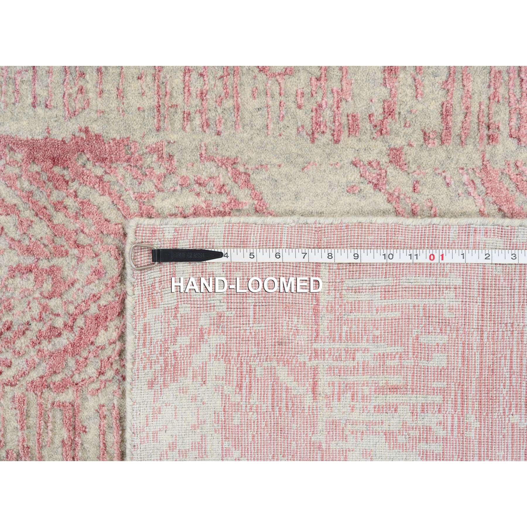 9'x11'10" Rose Pink, Jacquard Hand Loomed All Over Design, Wool and Art Silk, Oriental Rug 
