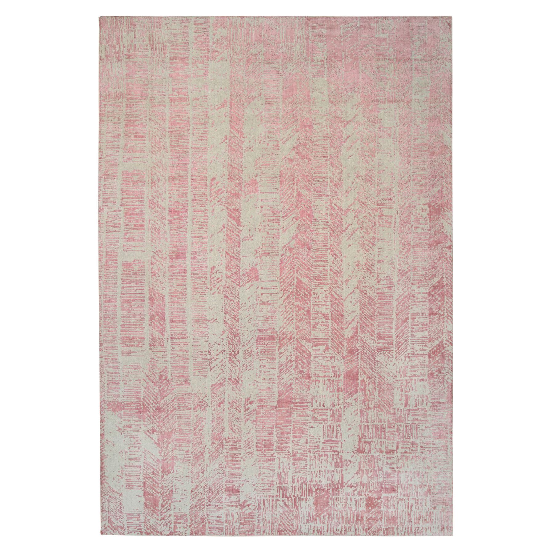 11'10"x17'10" Rose Pink, All Over Design Wool and Art Silk, Jacquard Hand Loomed, Oversized Oriental Rug 