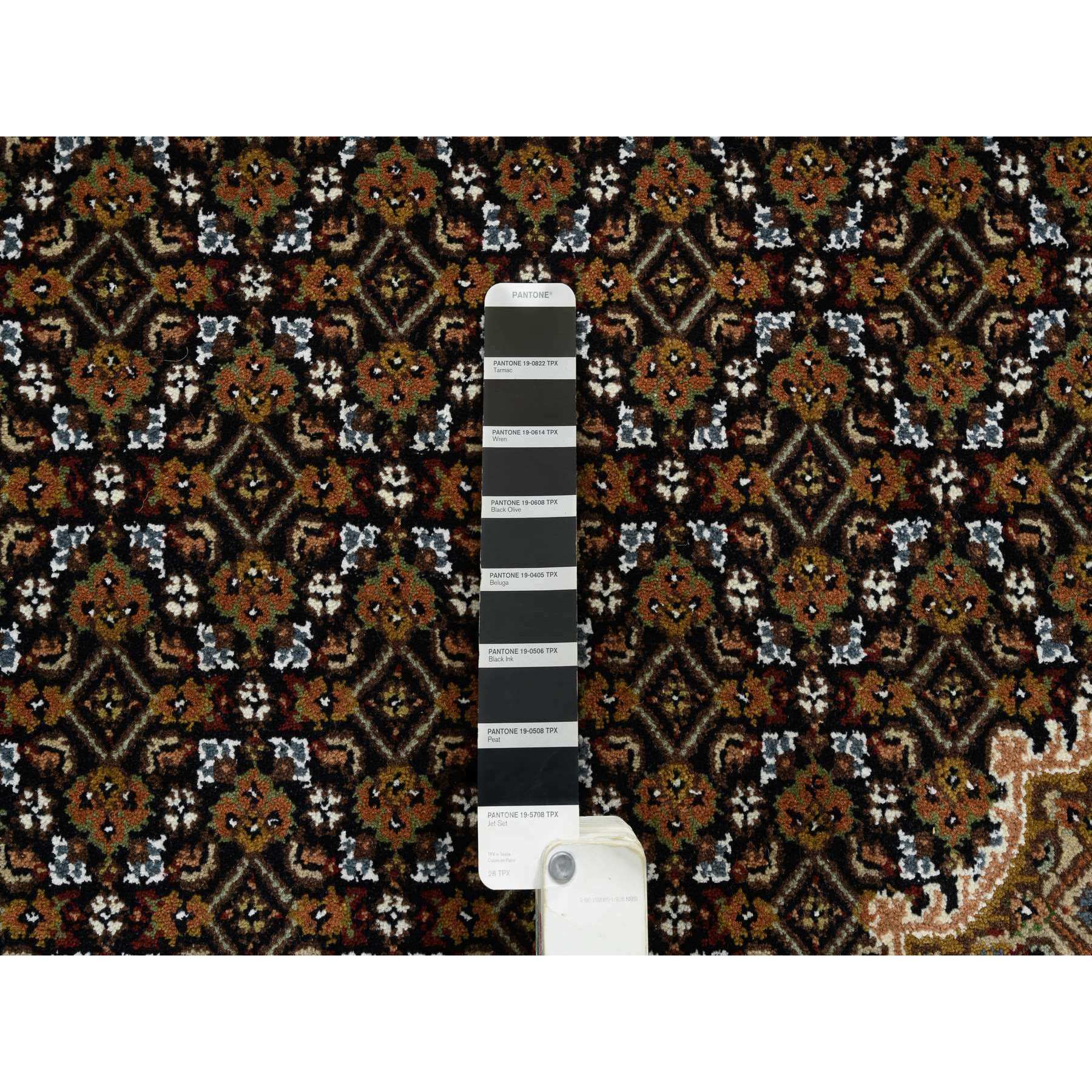 8'x10' Rich Black, Tabriz Mahi with Fish Medallion Design, 175 KPSI, Hand Woven, Pure Wool Oriental Rug 