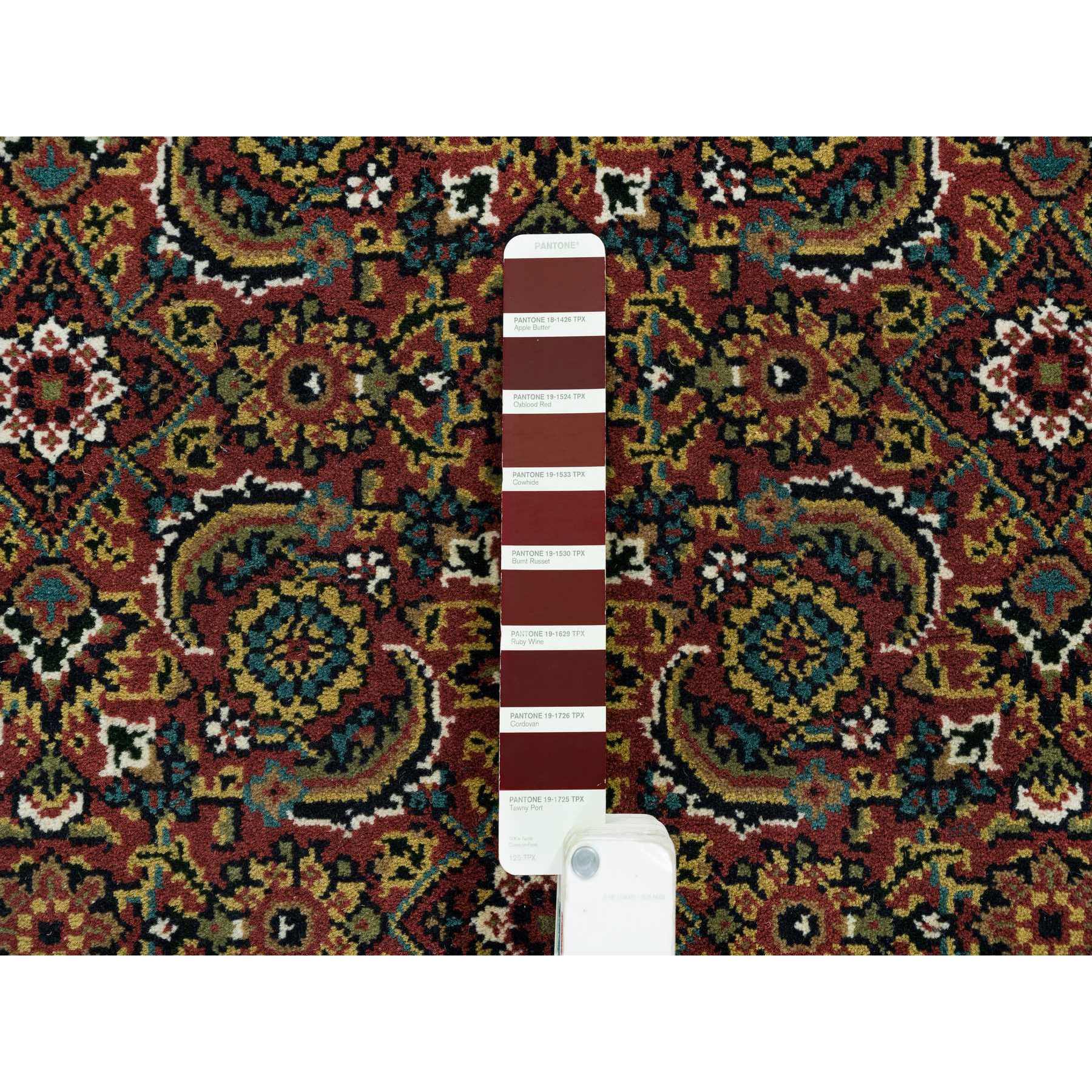 4'2"x6' Red Herati All Over Fish Design Thick and Plush, 175 KSPI Hand Woven Wool and Silk Oriental Rug 