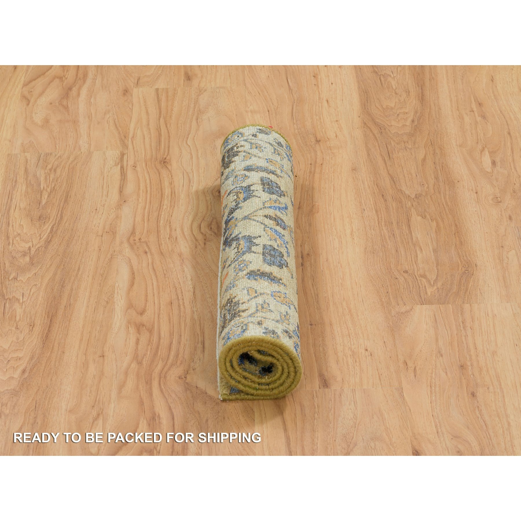 2'x3' Almond Brown, Hand Woven Cypress Tree Design, Silk With Textured Wool, Mat Oriental Rug 