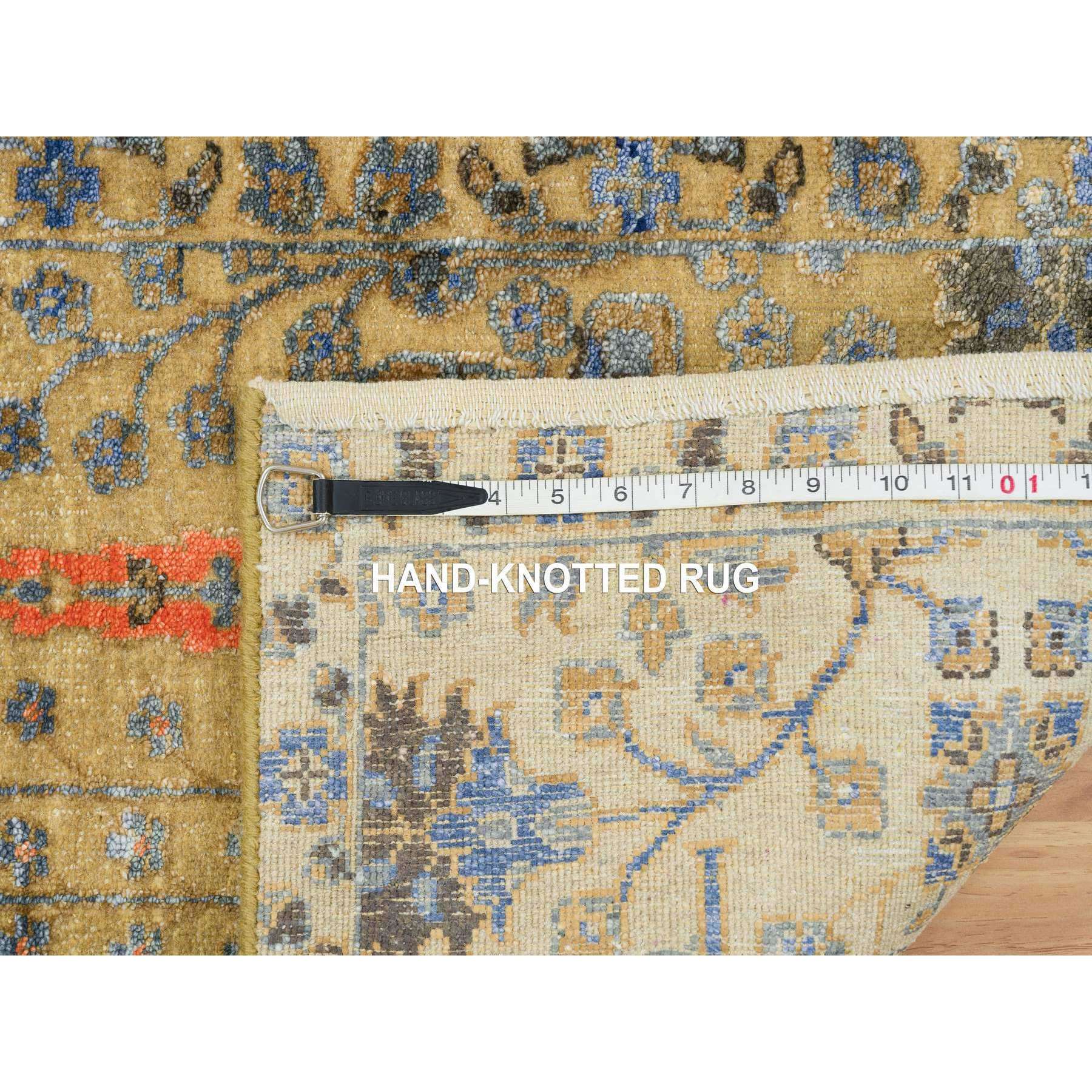 2'x3'1" Almond Brown, Hand Woven Cypress Tree Design, Silk With Textured Wool, Mat Oriental Rug 