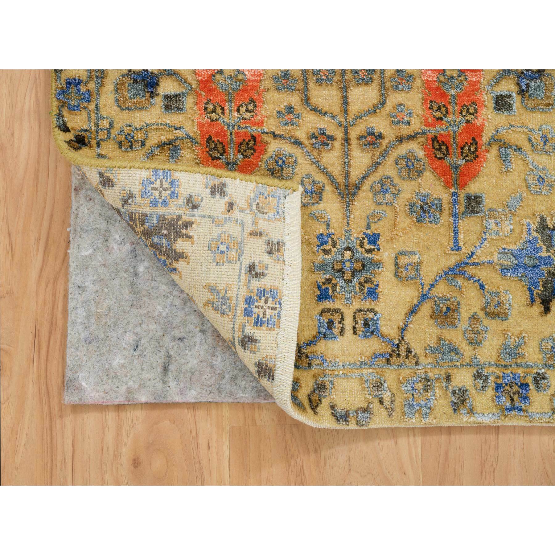 2'1"x3'1" Almond Brown, Hand Woven Cypress Tree Design, Silk With Textured Wool, Mat Oriental Rug 
