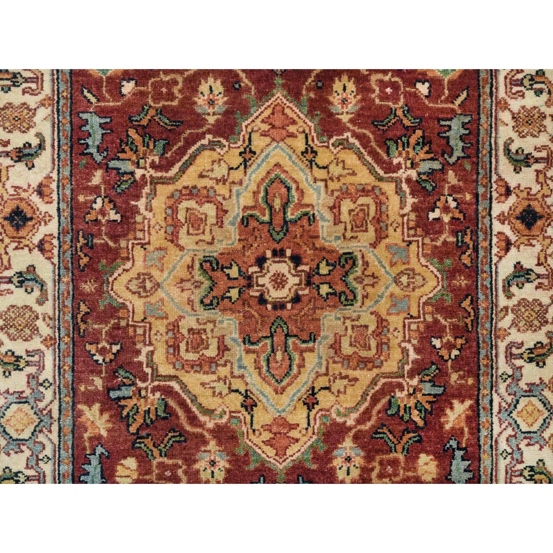 2'6"x23'10" Terracotta Red, Antiqued Fine Heriz Re-Creation, Natural Dyes Densely Woven, Natural Wool Hand Woven, Runner Oriental Rug 