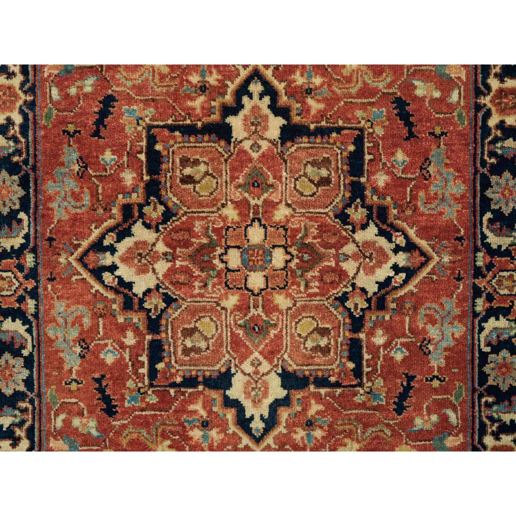 2'7"x16'2" Terracotta Red, Hand Woven, Antiqued Fine Heriz Re-Creation, Natural Wool, Natural Dyes, Dense Weave, XL Runner Oriental Rug 