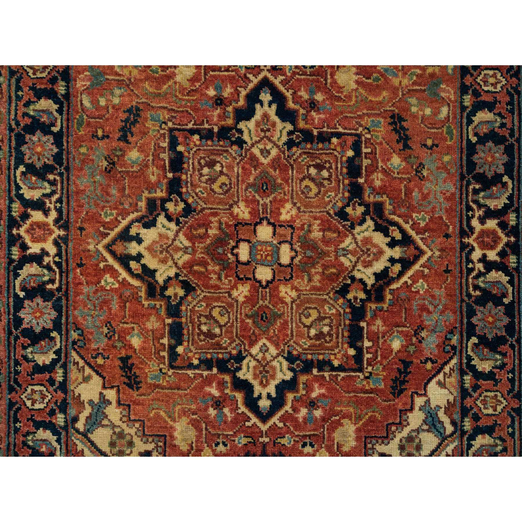 2'6"x22' Terracotta Red, Antiqued Fine Heriz Re-Creation, Natural Dyes, Dense Weave, Hand Woven, Pure Wool, XL Runner Oriental Rug 