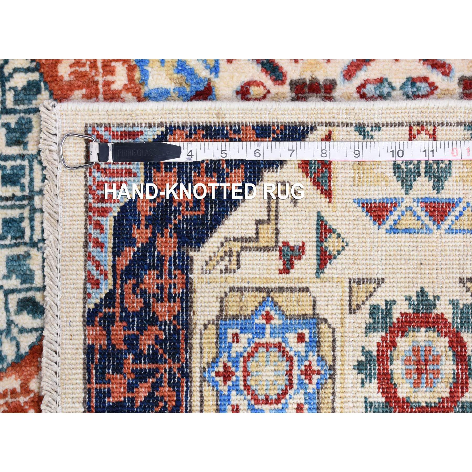 10'x13'9" Ivory Hand Woven Mamluk Repetitive Design, Borderless Pure Wool Oriental Rug 