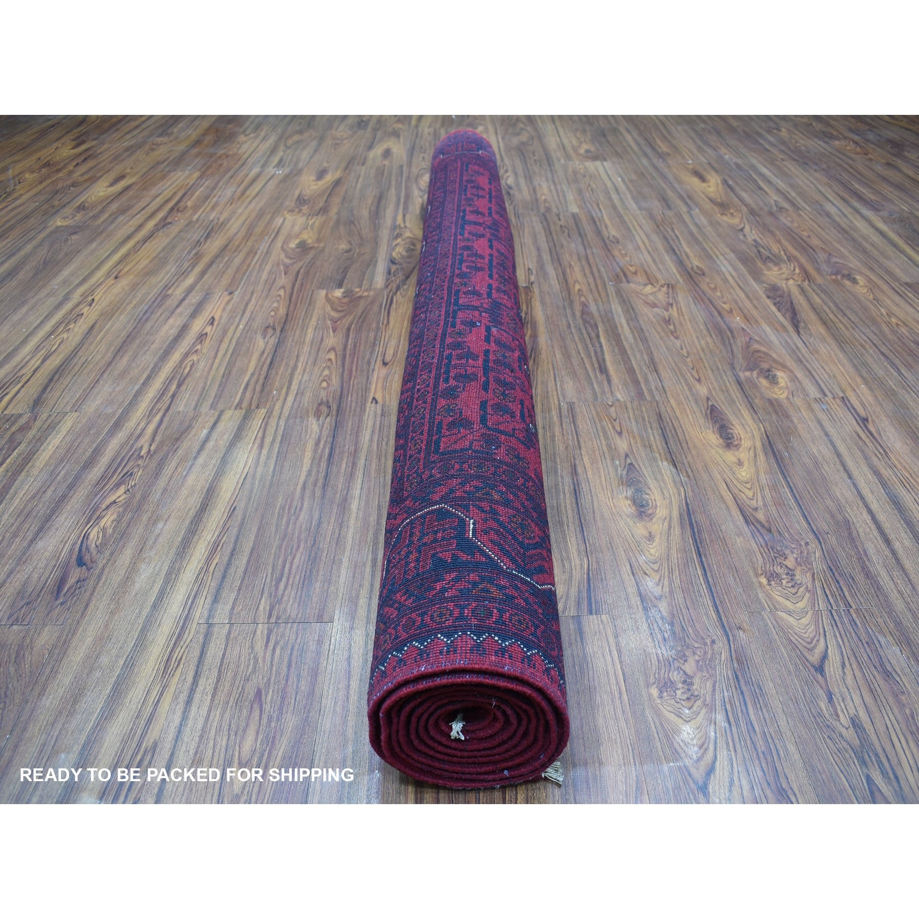 5'5"x8'7" Afghan Khamyab All Over Design Natural Wool Deep and Saturated Red Hand Woven Oriental Rug 