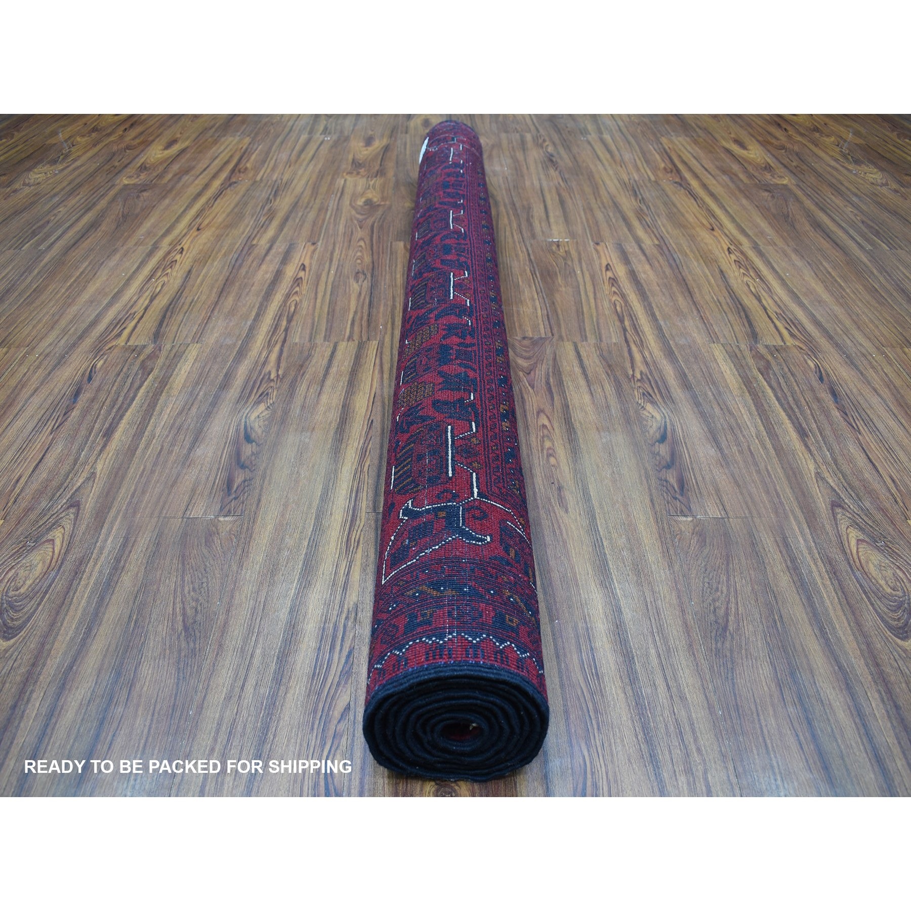 5'8"x7'5" Afghan Khamyab with Tribal Medallions Design Denser Weave with Shiny Wool Deep and Saturated Red Hand Woven Oriental Rug 