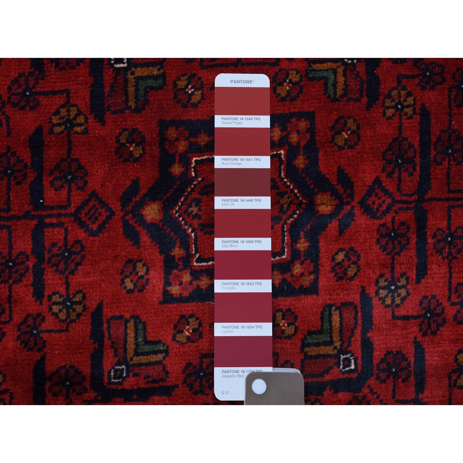2'8"x4' Deep and Saturated Red Organic and Soft Wool Hand Woven Geometric Design Afghan Khamyab Oriental Rug 