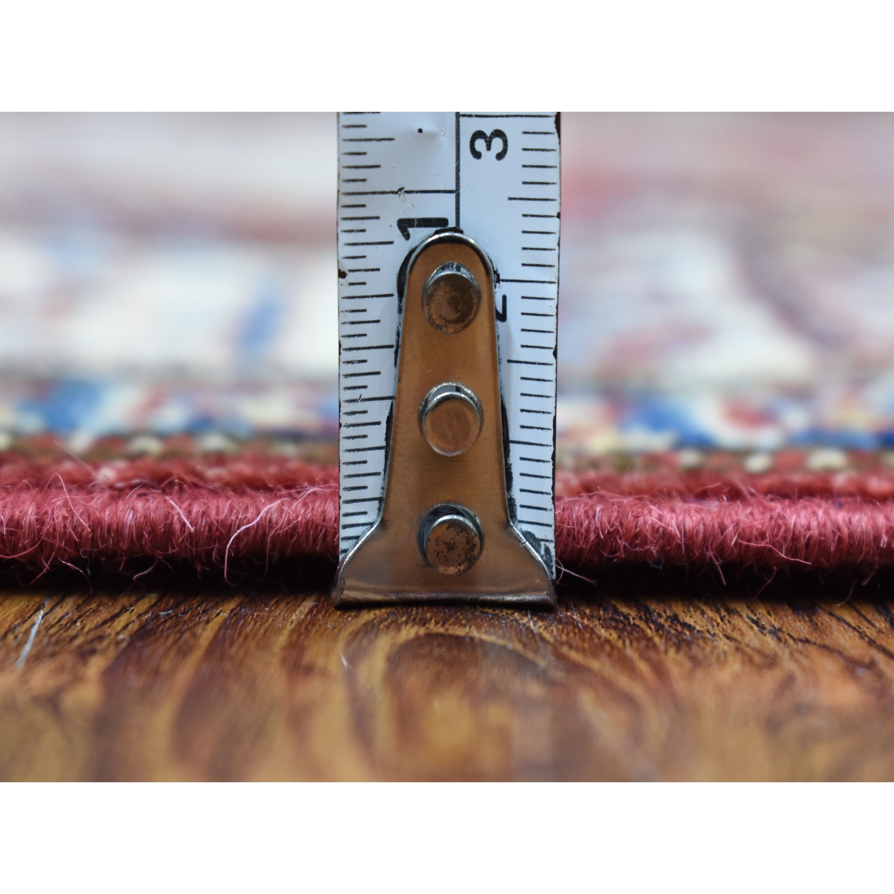 2'6"x8'10" Rich Red Super Kazak with Tribal Medallions Hand Woven Soft Organic Wool Oriental Runner Rug 