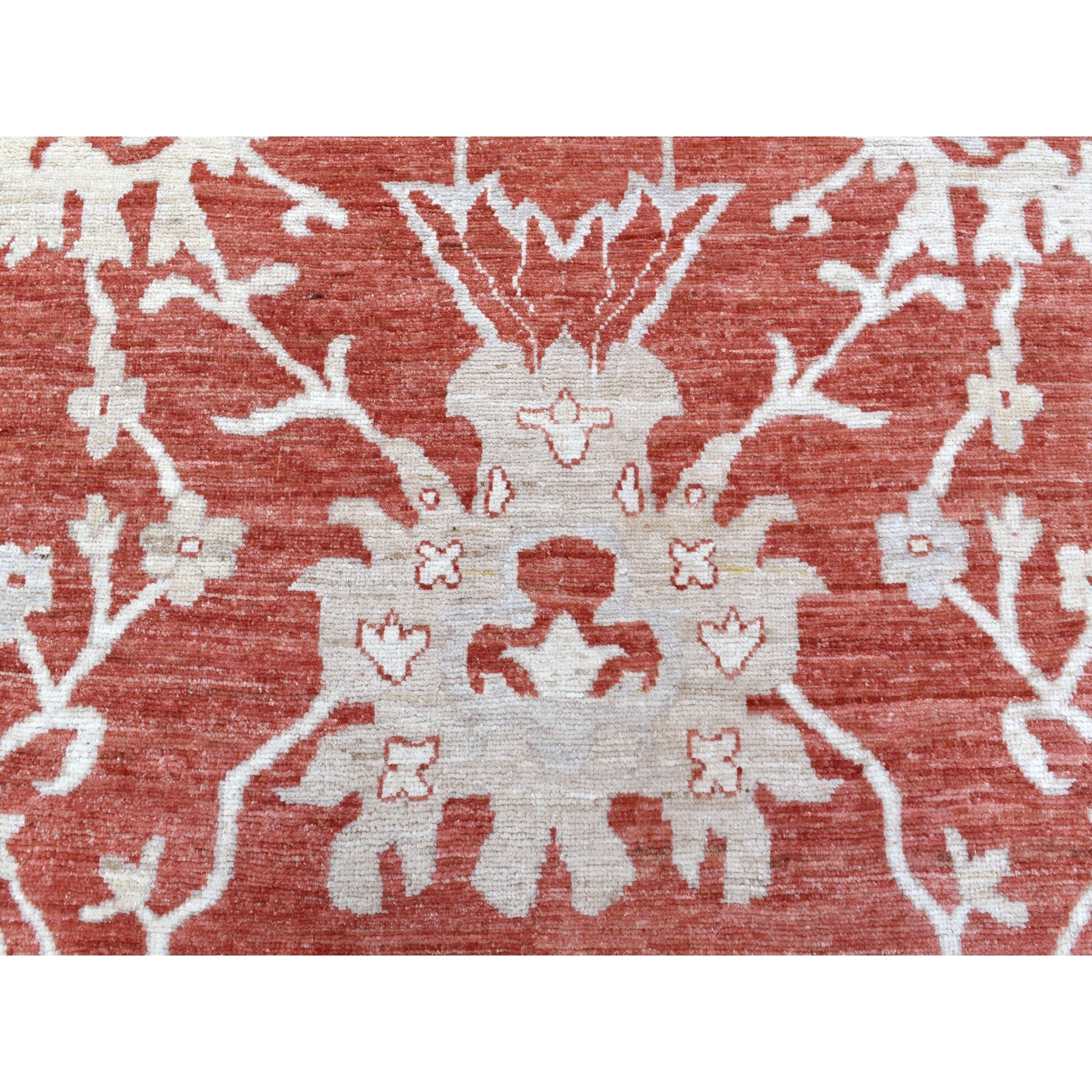 11'9"x14'9" Angora Oushak with Floral All Over Design Hand Woven Brick Red Soft Afghan Wool Oriental Oversized Rug 