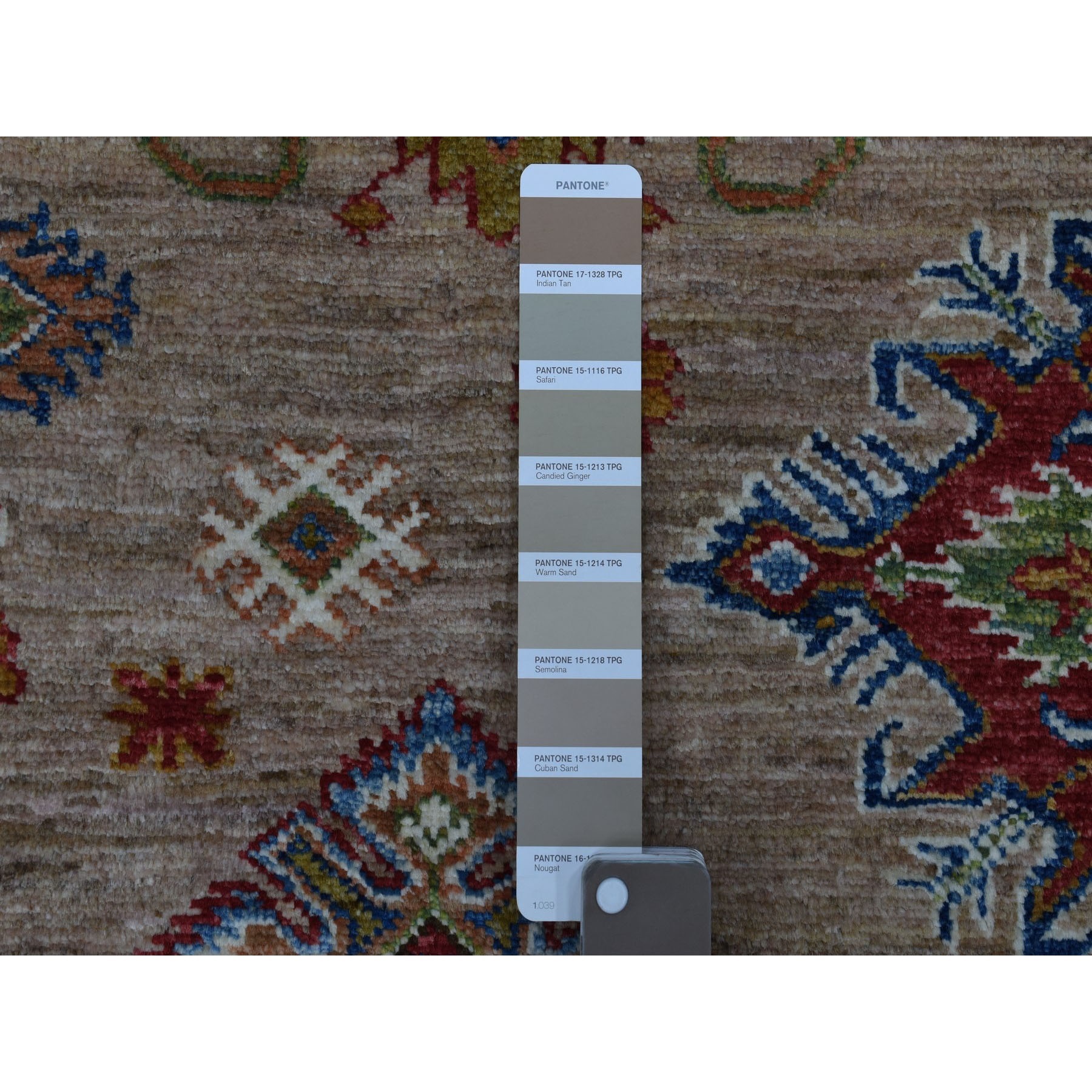 9'x11'9" Hand Woven Beige Super Kazak with Geometric Design Extra Soft Wool Oriental Rug 