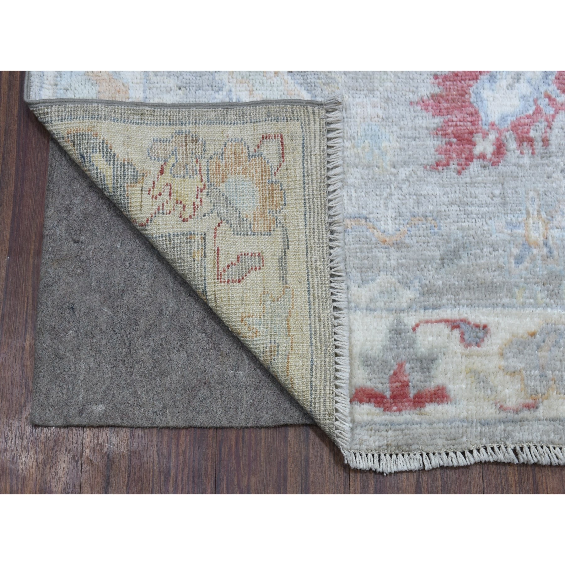 3'x16'1" Hand Woven Extremely Durable Shiny Wool Gray Angora Oushak with All Over Design XL Runner Oriental Rug 