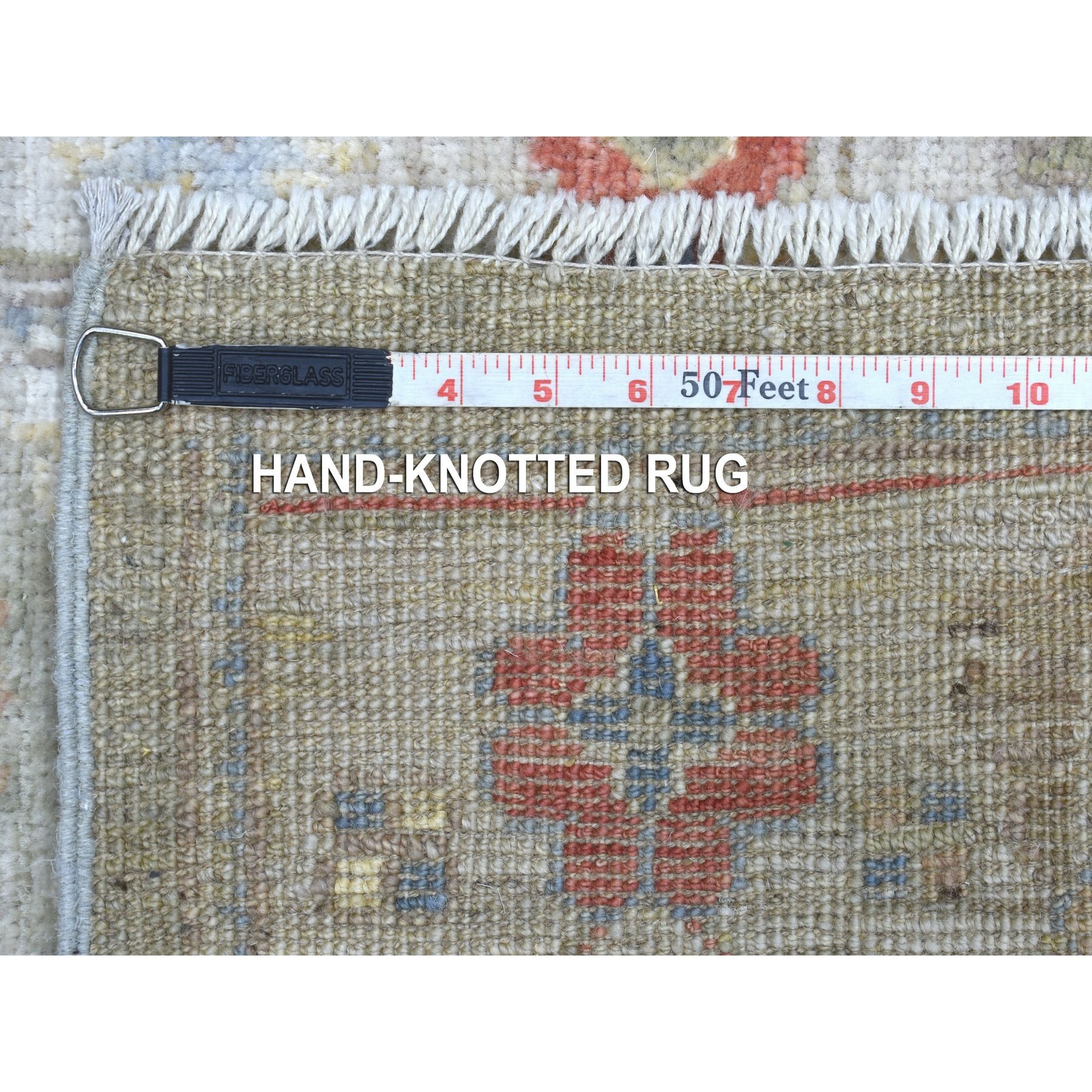 2'7"x17'5" Hand Woven Angora Oushak with Colorful Motifs Gray Extra Soft Wool Oriental XL Runner Rug 