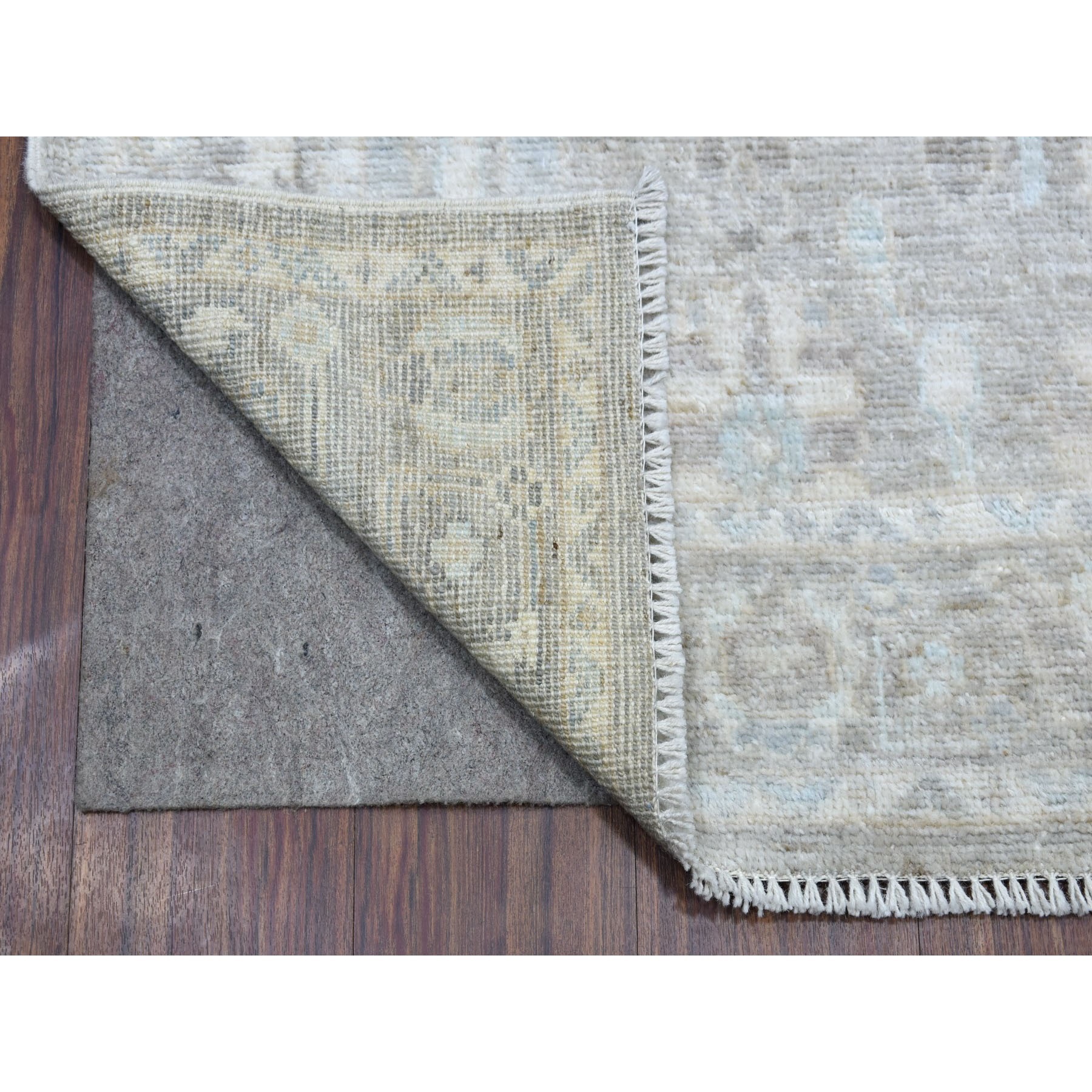 2'9"x16' Gray Hand Woven Angora Oushak with All Over Design Soft Afghan Wool Oriental XL Runner Rug 