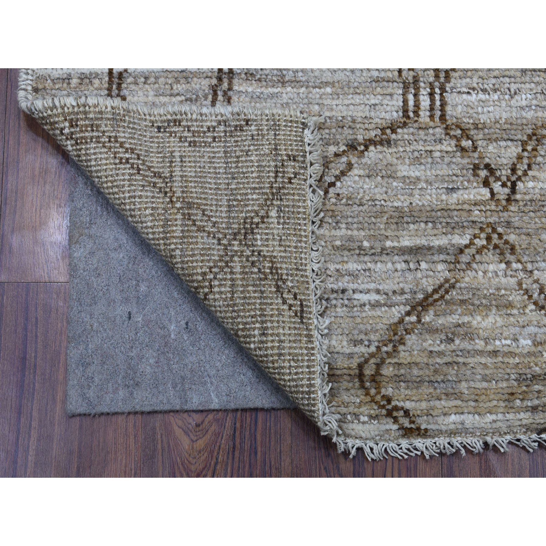2'1"x5'9" Hand Woven Brown Moroccan Berber with Criss Cross Design Soft Organic Wool Oriental Runner Rug 