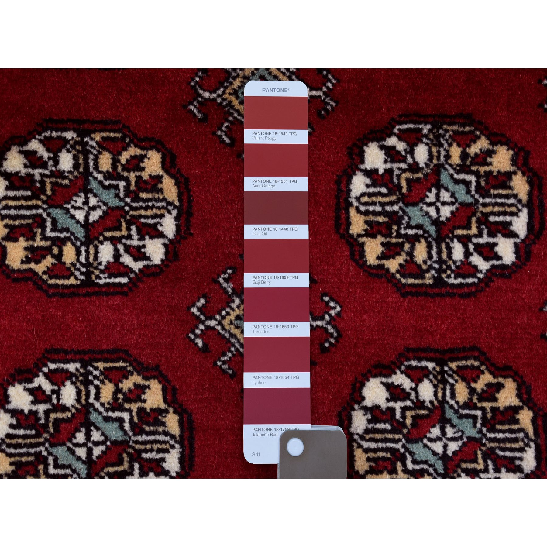 3'x4'10" Rich Red Mori Bokara Hand Woven Silky Wool Oriental Rug 