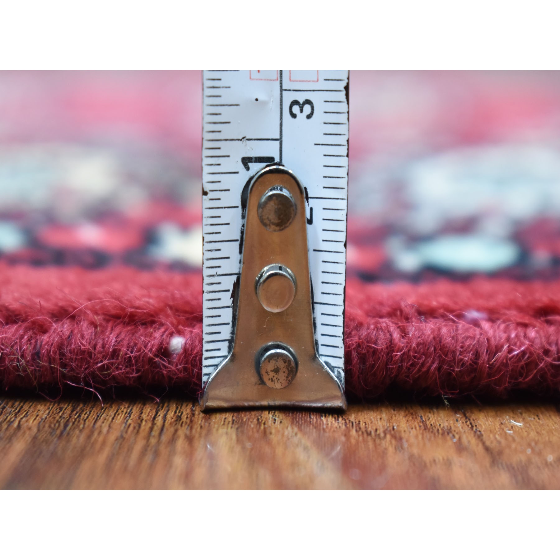 3'x4'10" Rich Red Mori Bokara Hand Woven Silky Wool Oriental Rug 