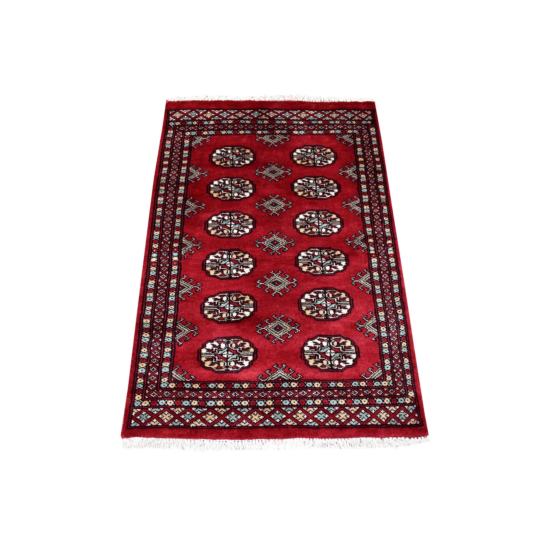 2'6"x3'9" Rich Red Denser Weave 250 KPSI Hand Woven Pure Afghan Wool Hand Woven Oriental Rug 
