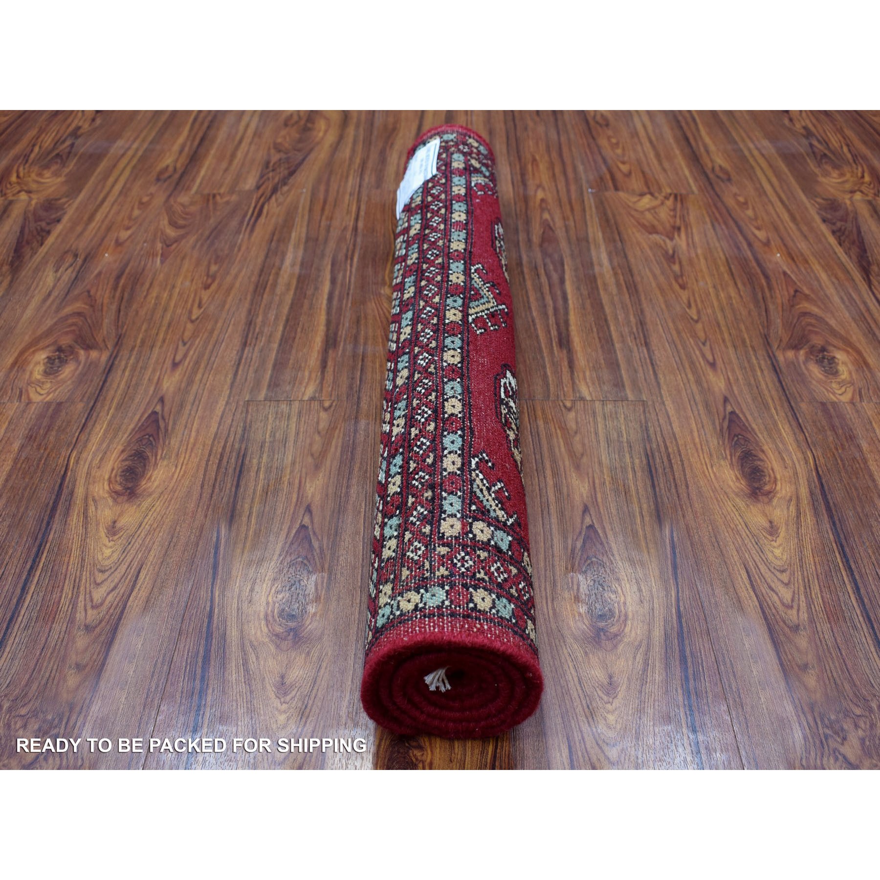 2'6"x3'10" Hand Woven Rich Red Mori Bokara Silky Wool Oriental Rug 