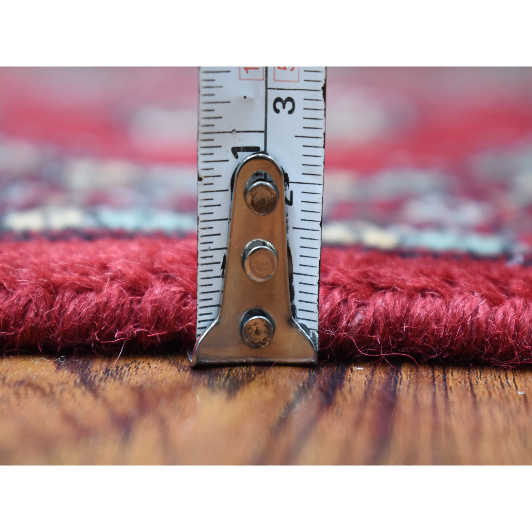 2'6"x3'10" Hand Woven Rich Red Mori Bokara Silky Wool Oriental Rug 