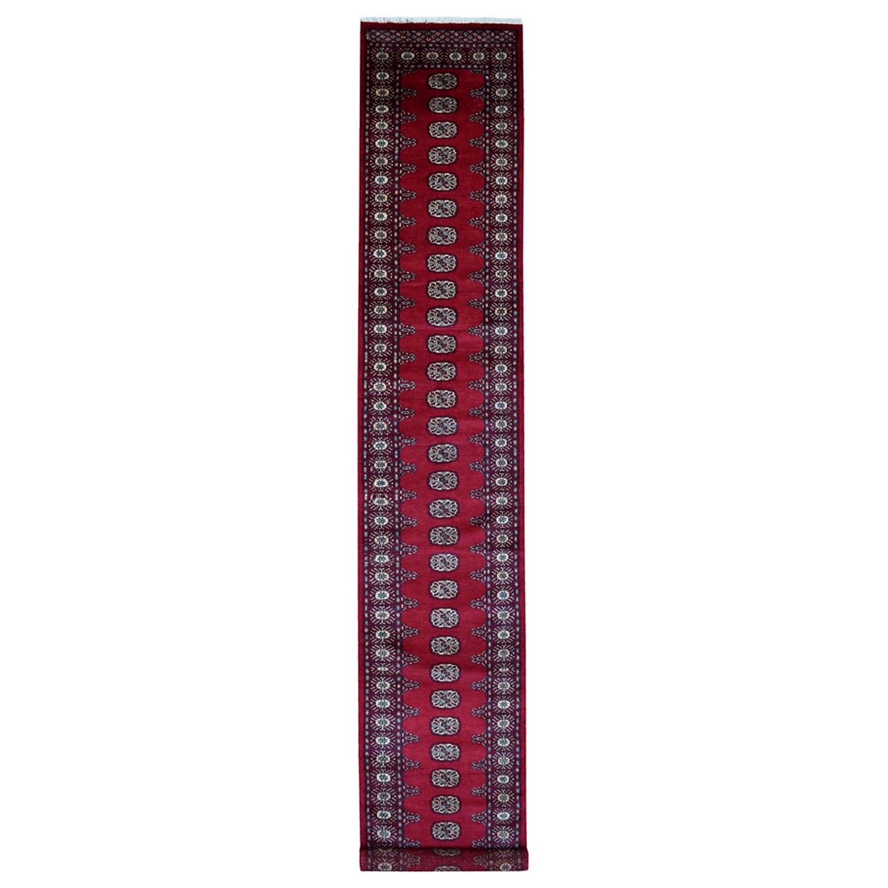 2'6"x16' Hand Woven Rich Red Mori Bokara Extra Soft Wool Oriental XL Runner Rug 