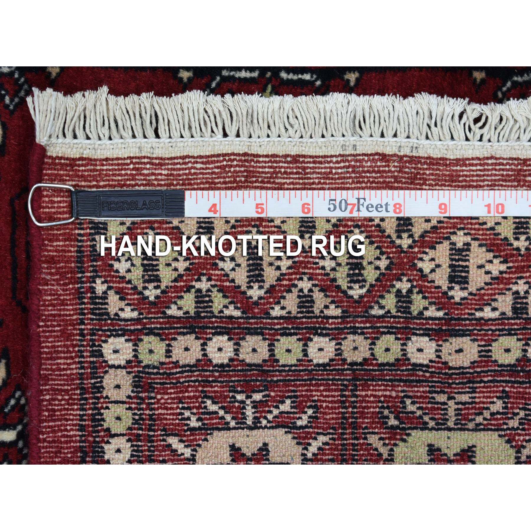 2'6"x4'4" Rich Red Soft Wool Hand Woven Mori Bokara with Geometric Medallions Design Oriental Rug 