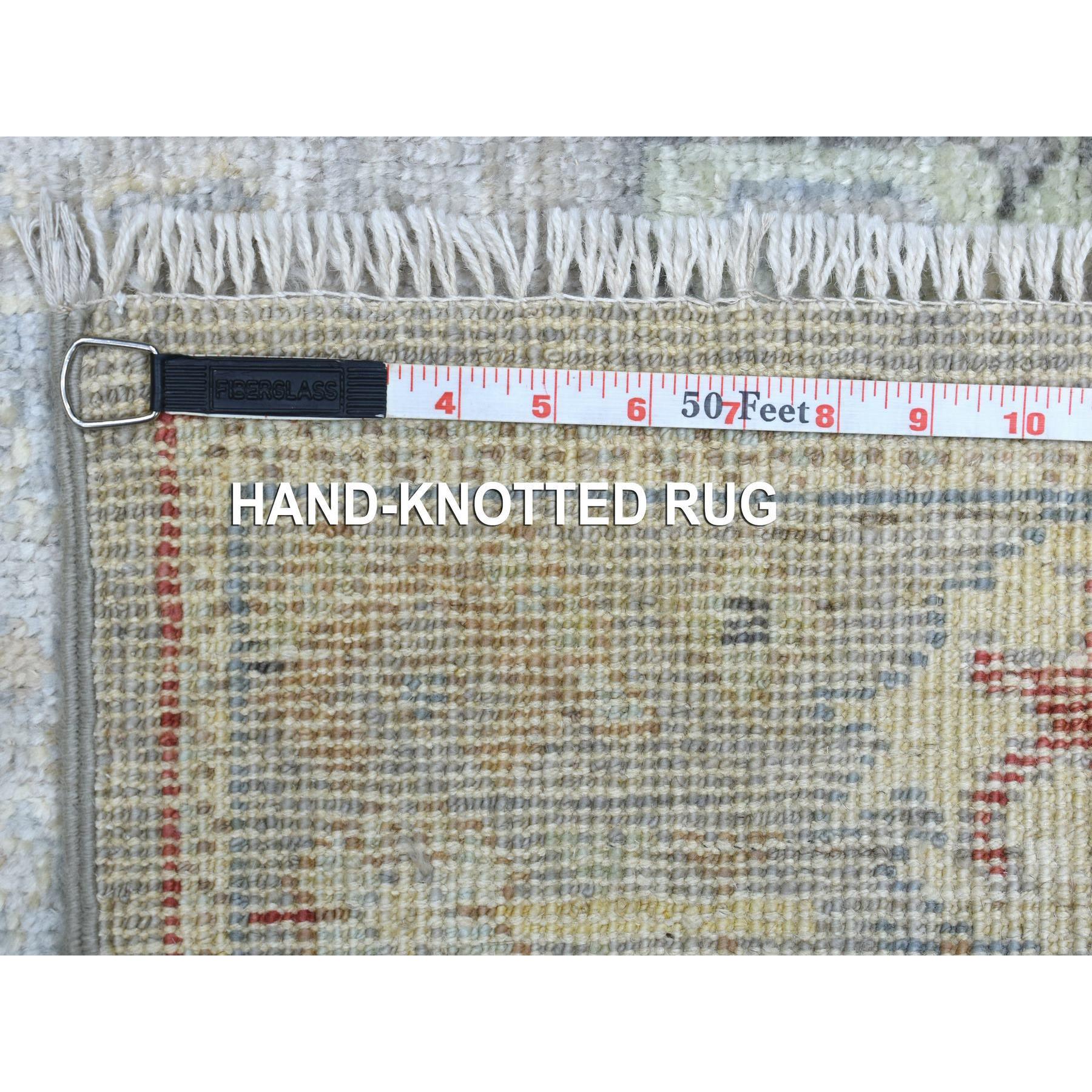 2'10"x17'2" Hand Woven Gray Angora Ushak Pure Wool and Soft, Comfortable Oriental XL Runner Rug 
