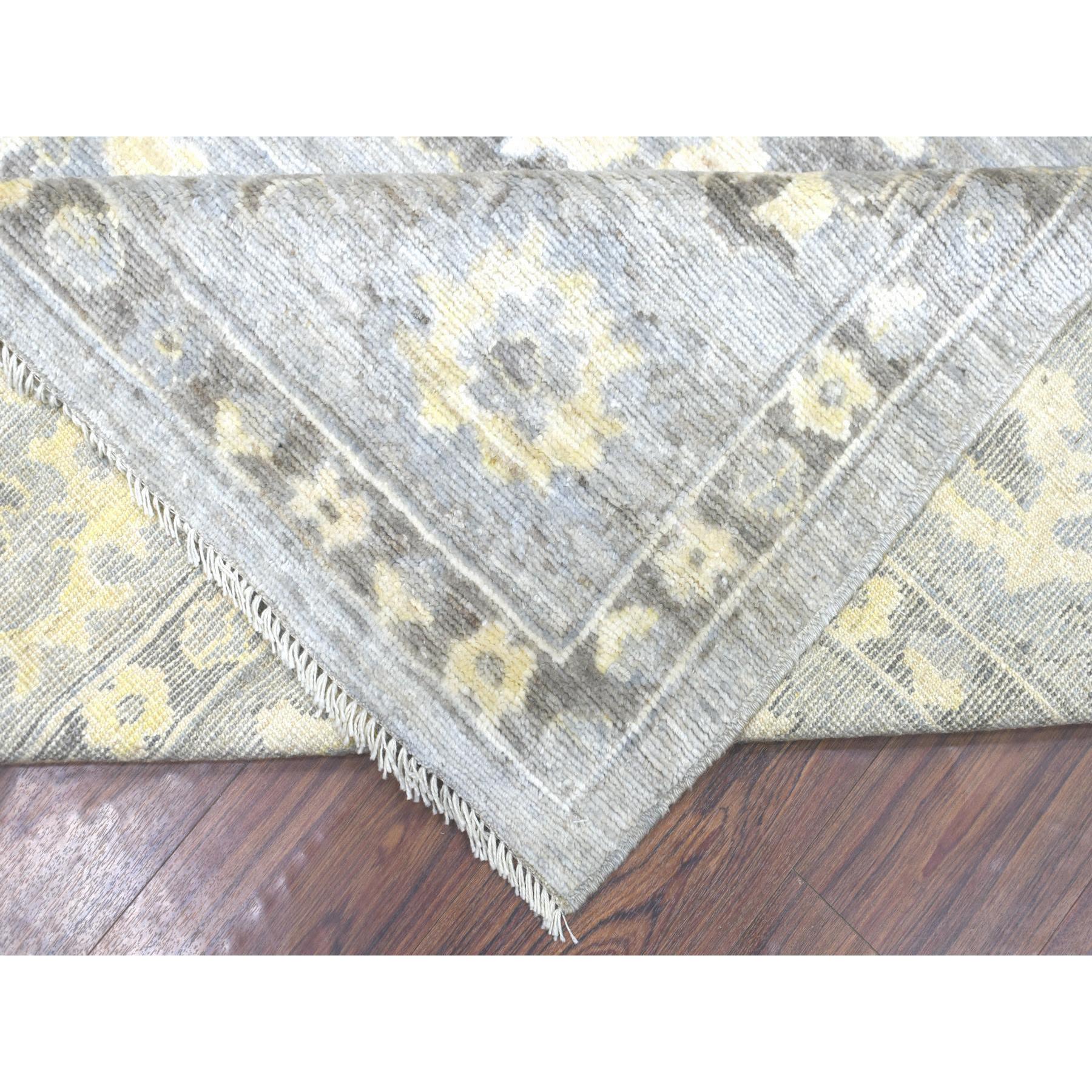 8'x9'10" Hand Woven Gray Afghan Angora Ushak With Floral Eye Catching Pattern Soft Wool Oriental Rug 