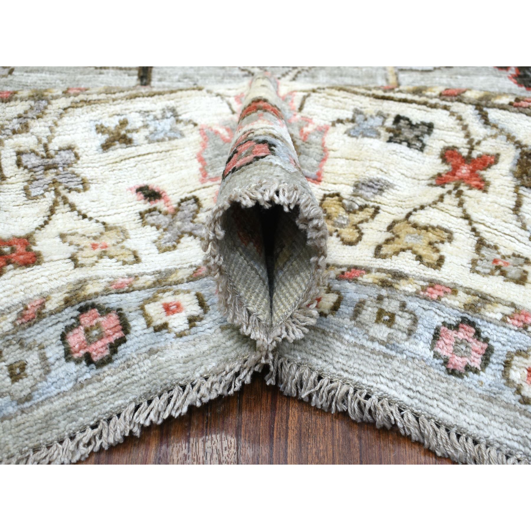 8'x10' Hand Woven Gray Afghan Angora Oushak with Bold Floral Pattern Organic Wool Oriental Rug 