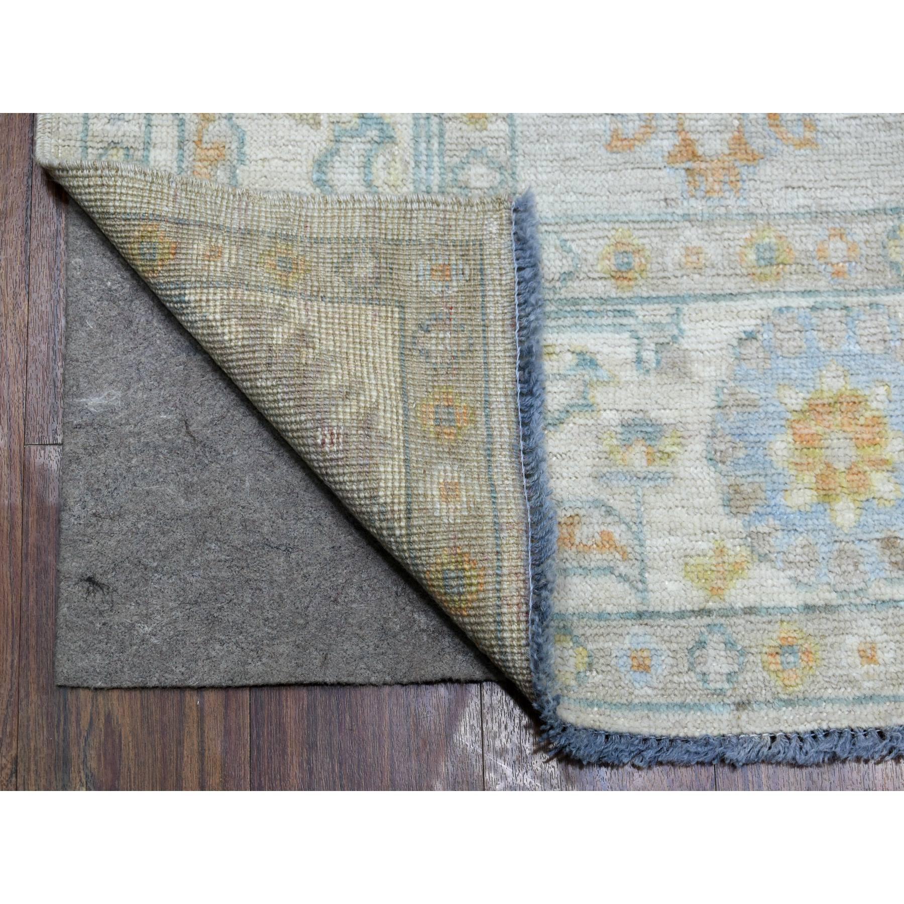 6'x9' Gray Angora Ushak with Assortment of Colors Extra Soft Wool Hand Woven Oriental Rug 