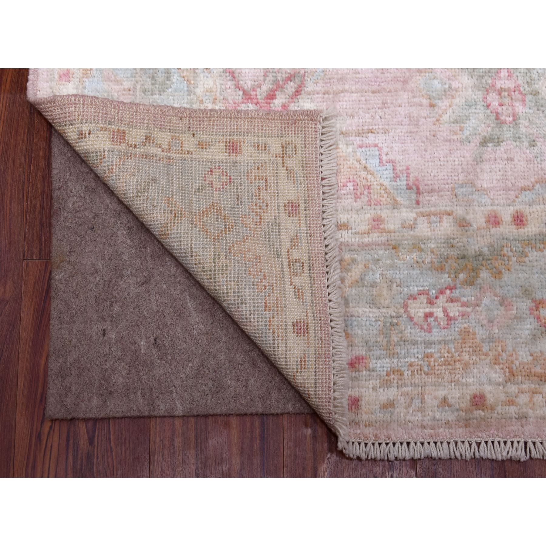 4'x5'10" Pure Wool Hand Woven Soft Pink Angora Ushak With A Beautiful, Color Pattern Oriental Rug 