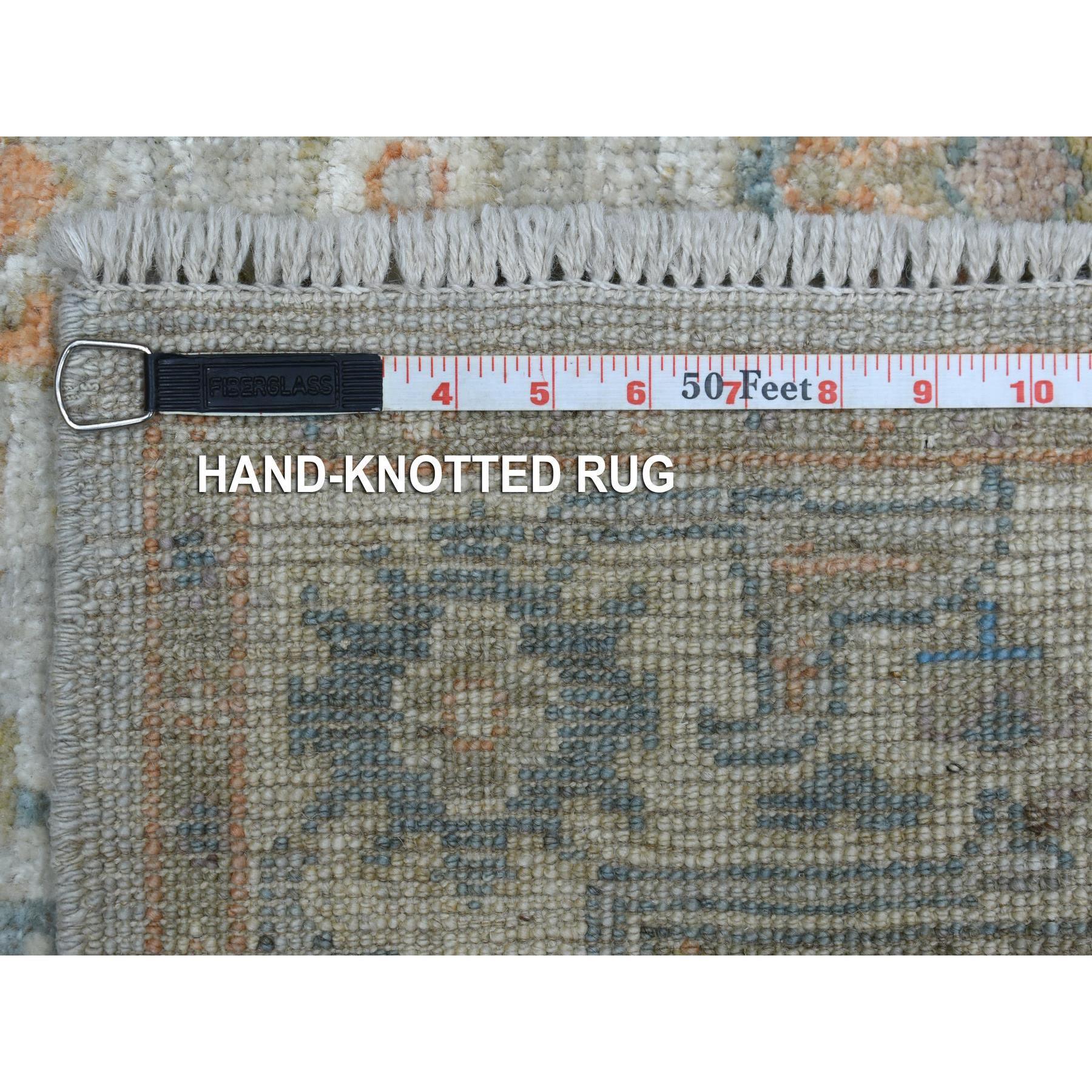 3'9"x5'8" Afghan Angora Oushak Fresh Style and Plush Comfort Soft Wool Hand Woven Gray Oriental Rug 