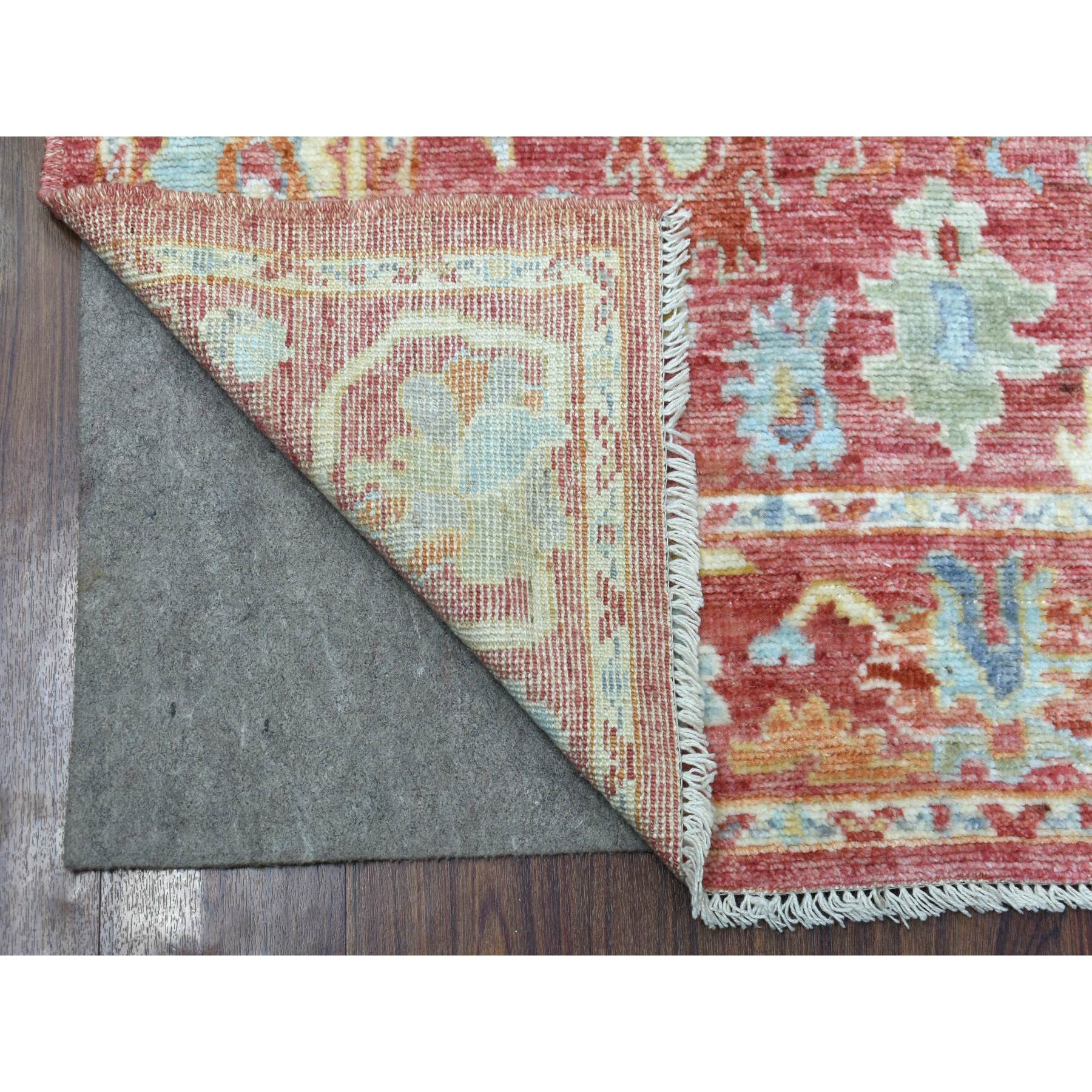 3'10"x5'8" Afghan Angora Oushak with Bold Floral Pattern Extremely Durable Hand Woven Coral Pink Oriental Rug 