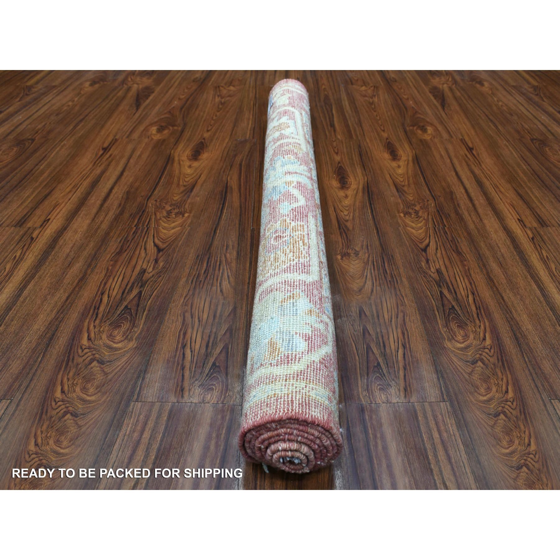 3'10"x5'8" Afghan Angora Oushak with Bold Floral Pattern Extremely Durable Hand Woven Coral Pink Oriental Rug 
