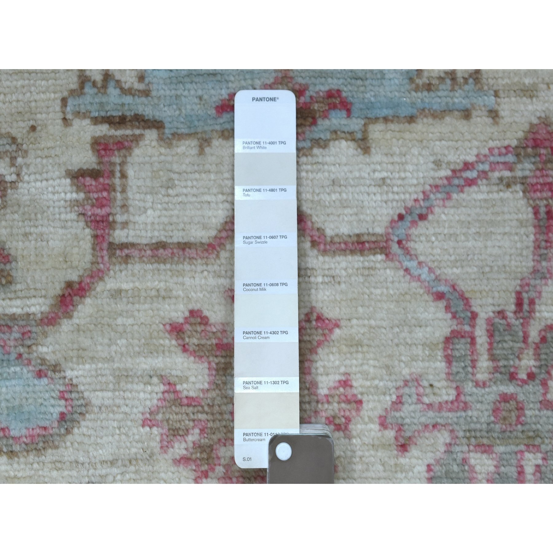 4'1"x5'10" Ivory Afghan Angora Oushak with Soft Colors Pure and Comfortable Wool Hand Woven Oriental Rug 