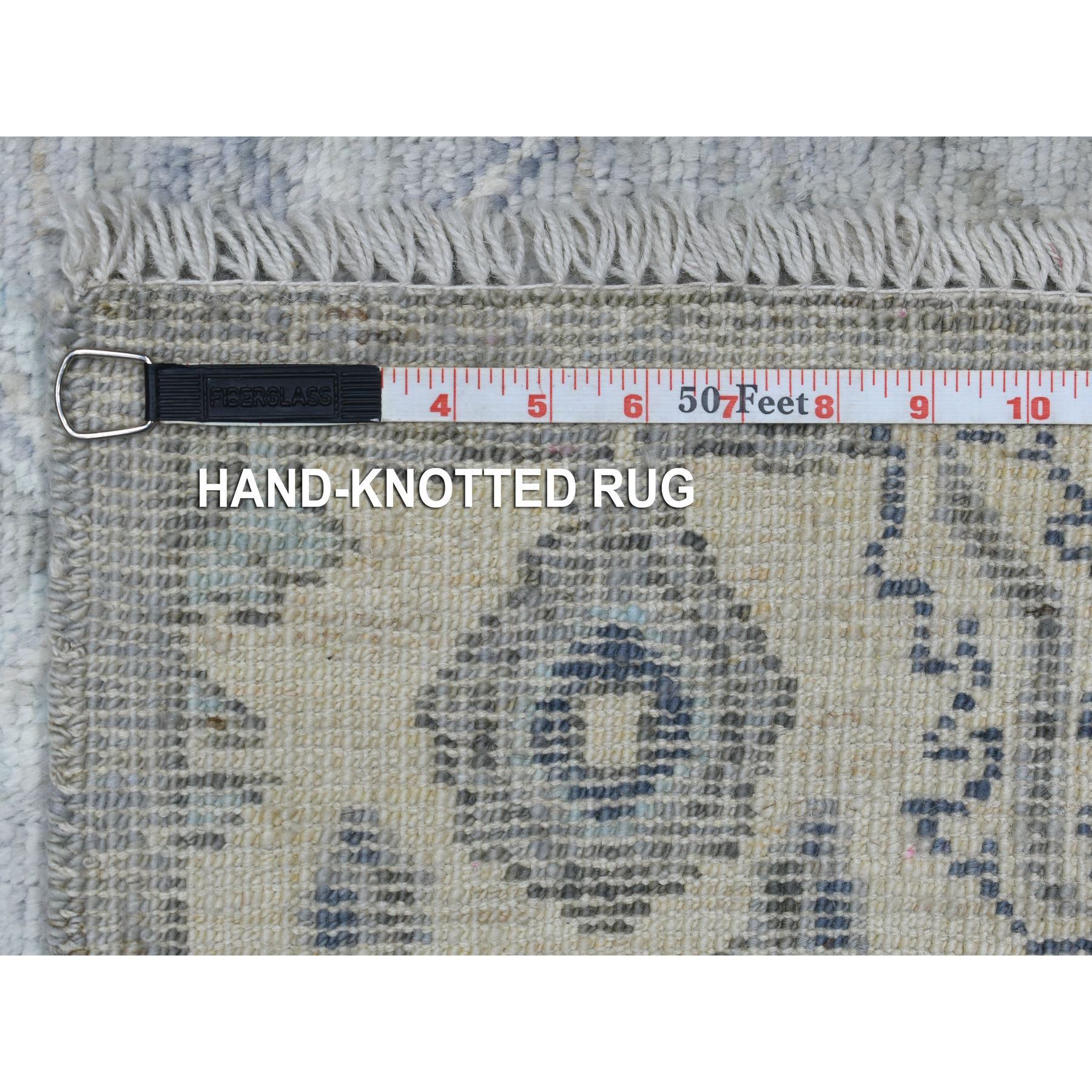 3'3"x4'10" Soft and Pliable Wool Hand Woven Gray Angora Ushak with Soft Colors Oriental Rug 