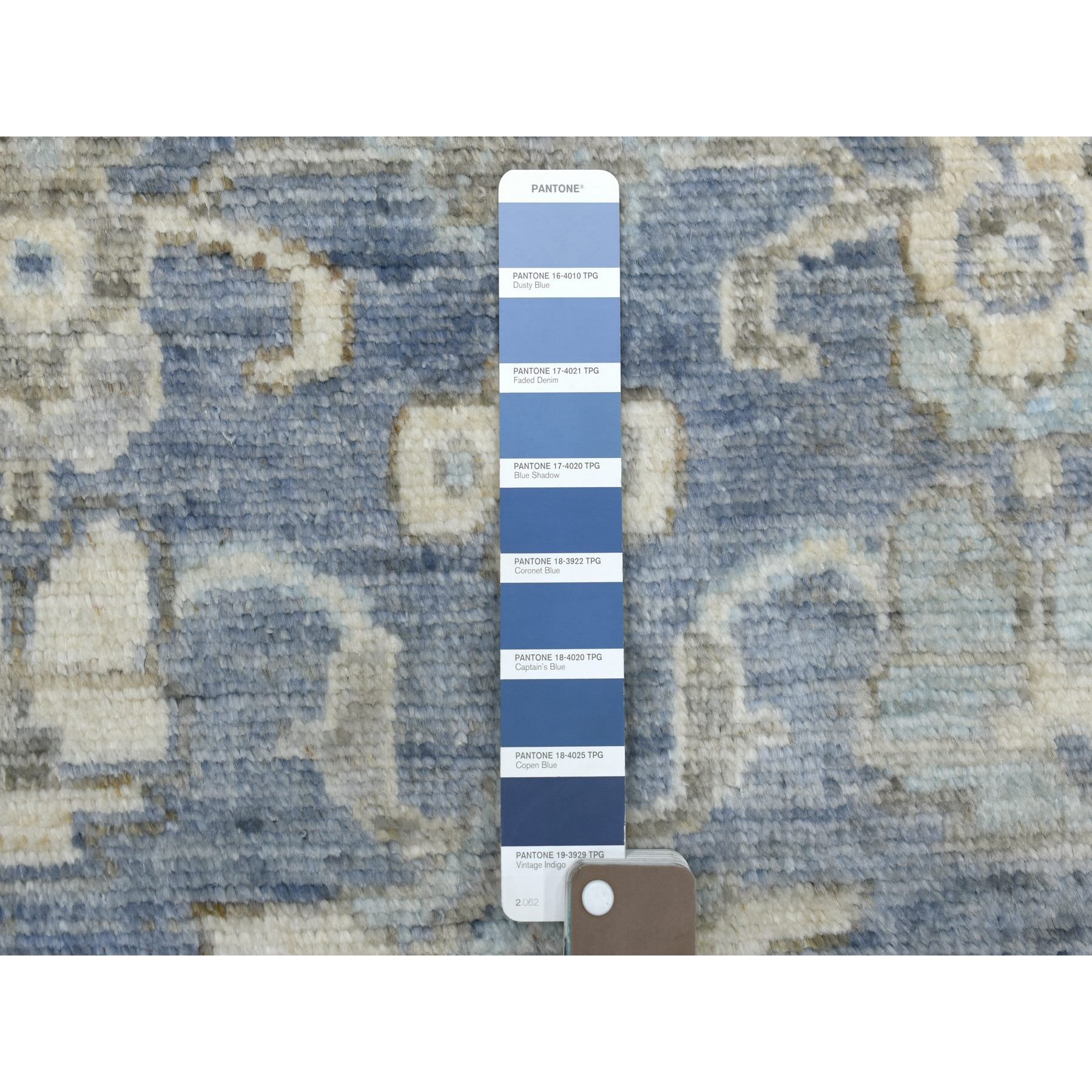 2'10"x7'10" Extremely Durable Hand Woven Blue Afghan Angora Oushak with Bold Floral Pattern Oriental Runner Rug 