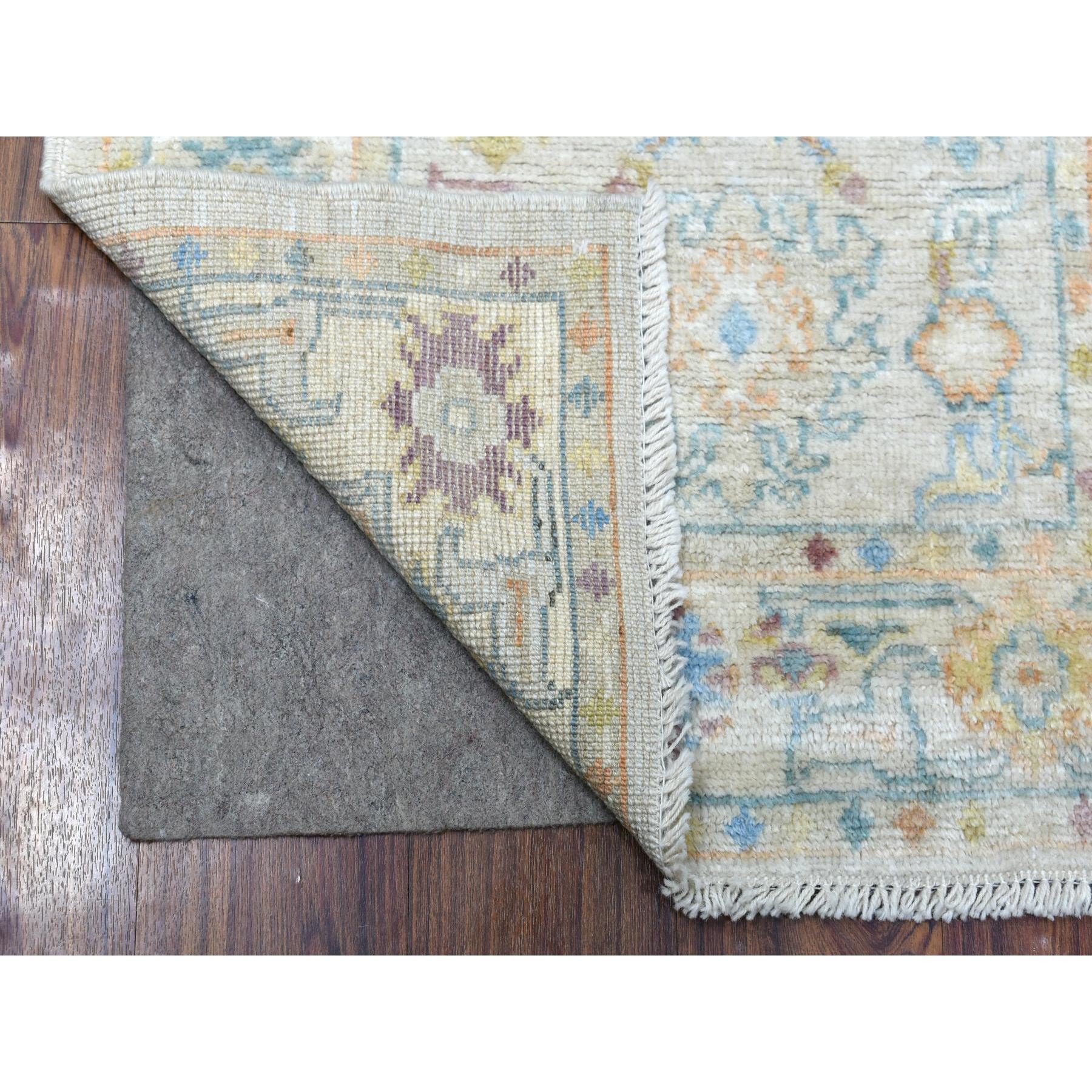 2'8"x9'9" Afghan Angora Ushak with Beautiful, Color Pattern Soft and Pliable Wool Hand Woven Gray Oriental Runner Rug 