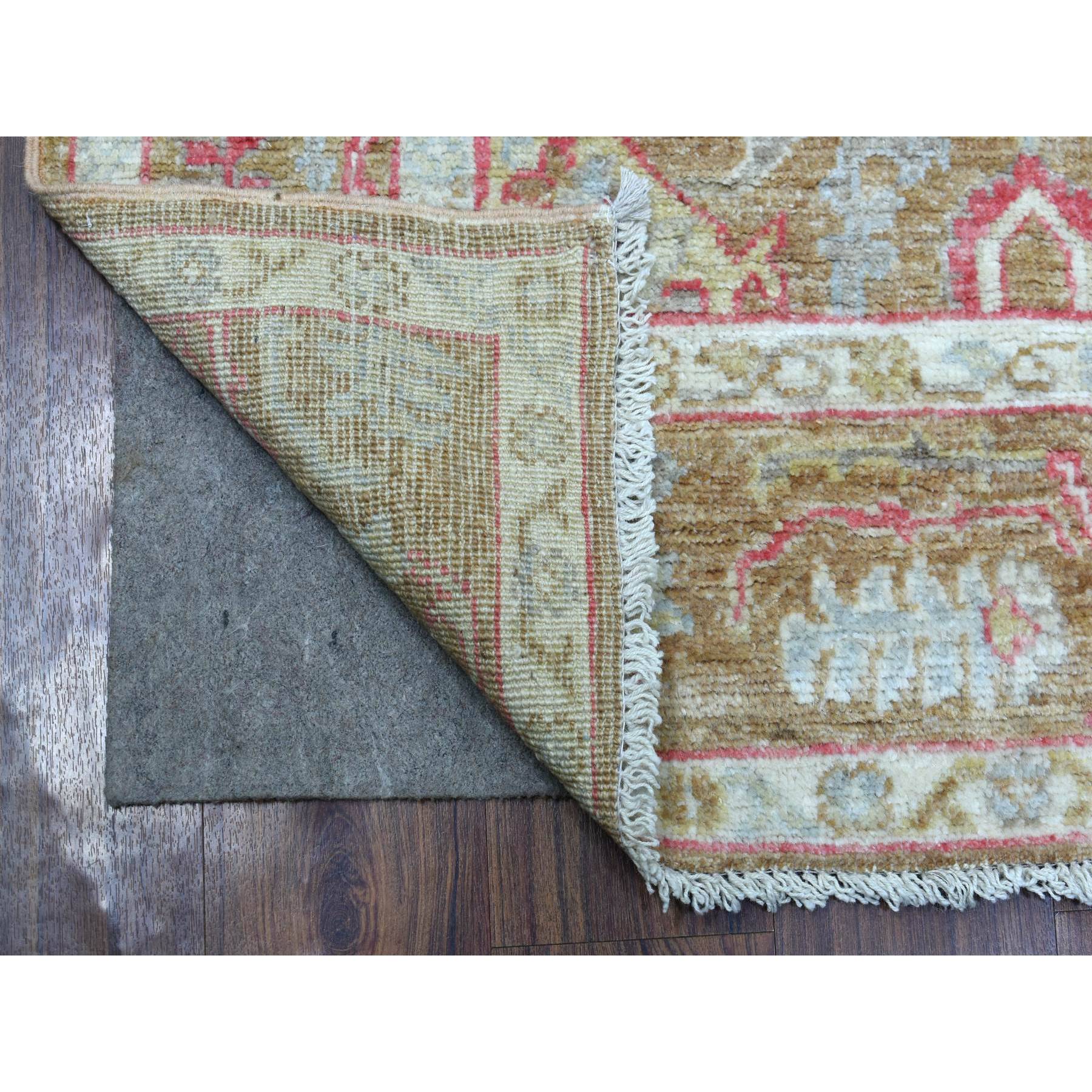 5'x7' Hand Woven Taupe Angora Ushak with Assortment of Colors Soft, Afghan Wool Oriental Rug 