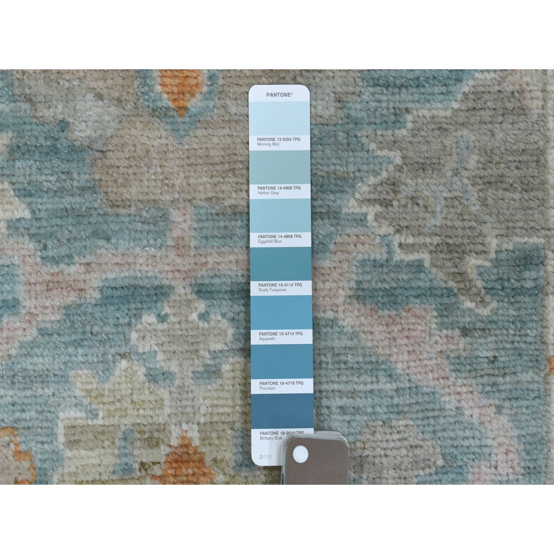 2'10"x13'2" Teal Afghan Angora Oushak with Floral Pattern Soft, Velvety Wool Hand Woven Oriental Runner Rug 