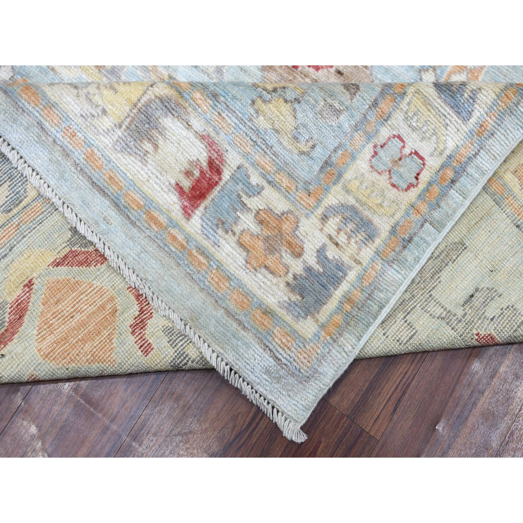 11'5"x16' Light Blue All Over Design Angora Oushak with a Beautiful, Floral Pattern Hand Woven Soft, Afghan Wool Oriental Oversized Rug 