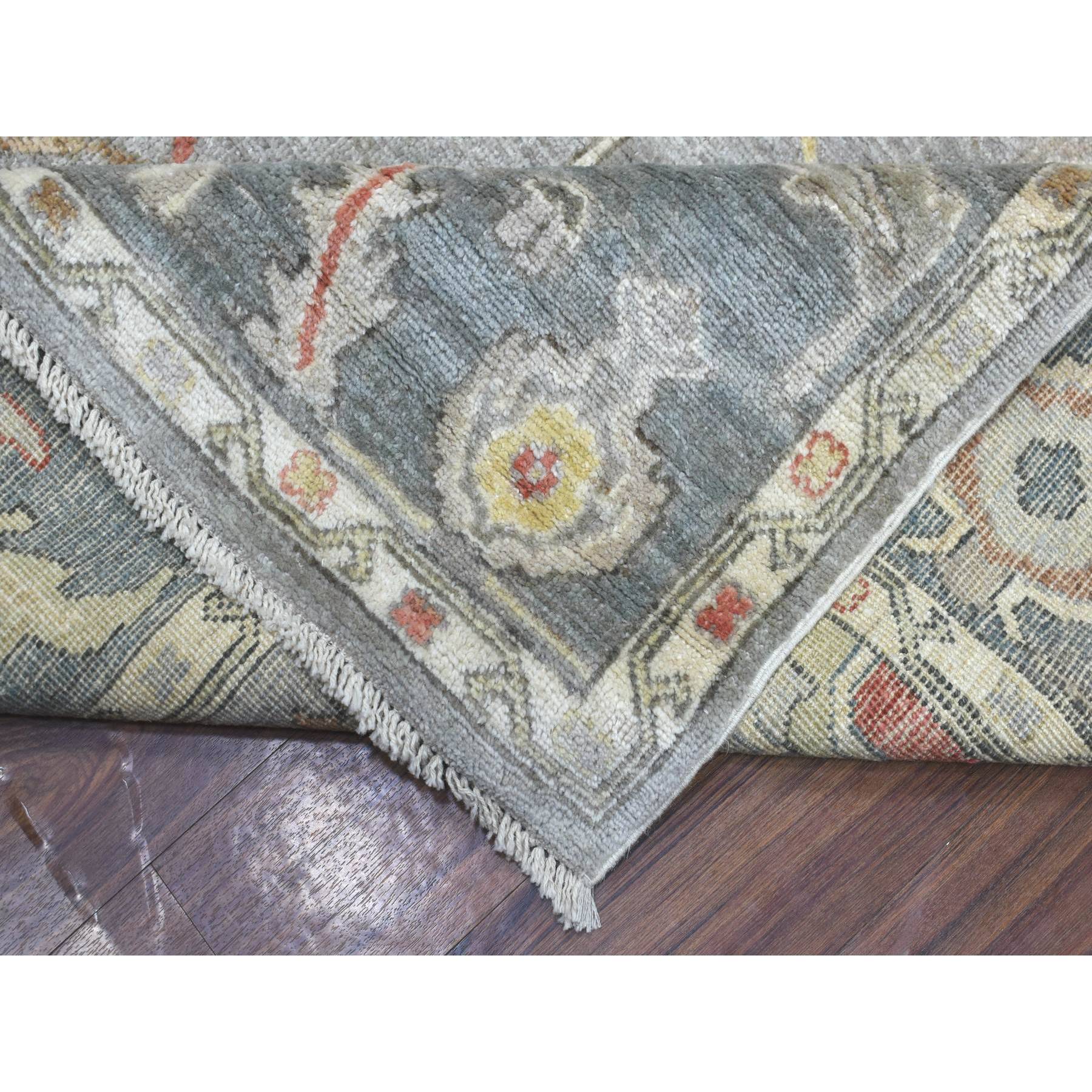 8'x16' Gray Afghan Angora Ushak with Colorful Flowing and Open Design Hand Woven Soft Wool Oriental Gallery Size Wide Runner Rug 