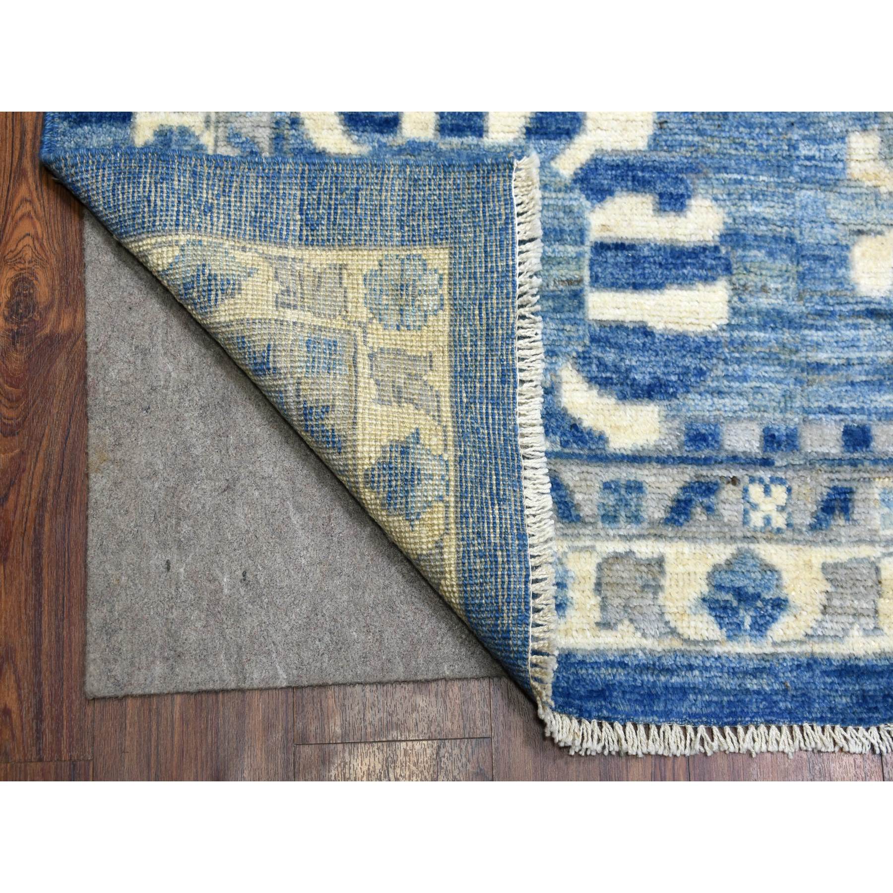 12'4"x15'10" Denim Blue Afghan Angora Oushak with All Over Design Hand Woven Pure Wool Oversized Oriental Rug 