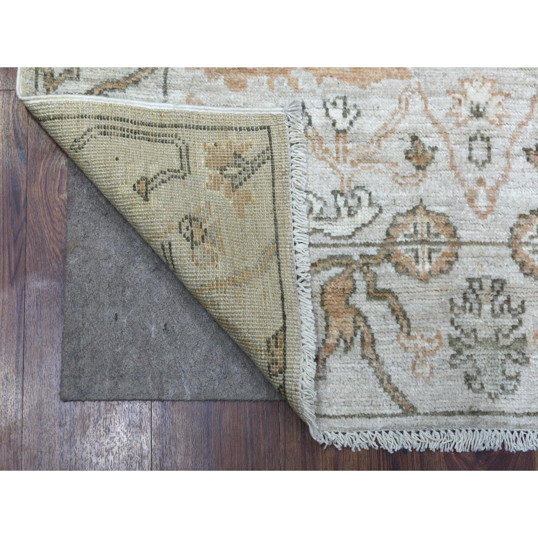 3'9"x5'7" Hand Woven Angora Oushak with Open and Flowing Design Soft Afghan Wool Oriental Rug 