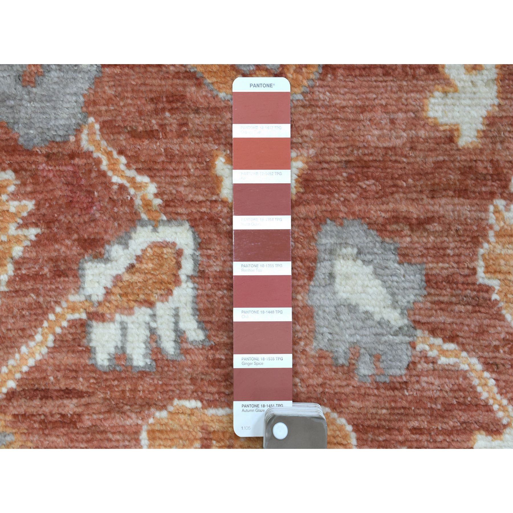 2'8"x8'6" Rust Red Afghan Angora Oushak with Floral Pattern Hand Woven Organic Wool Oriental Runner Rug 