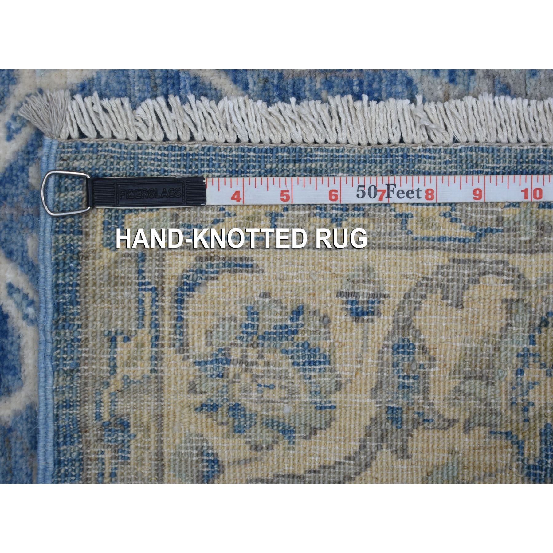 3'10"x5'10" Denim Blue, Hand Woven Densely Woven Fine Peshawar with Mahal Design, Pliable Wool Natural Dyes, Oriental Rug 